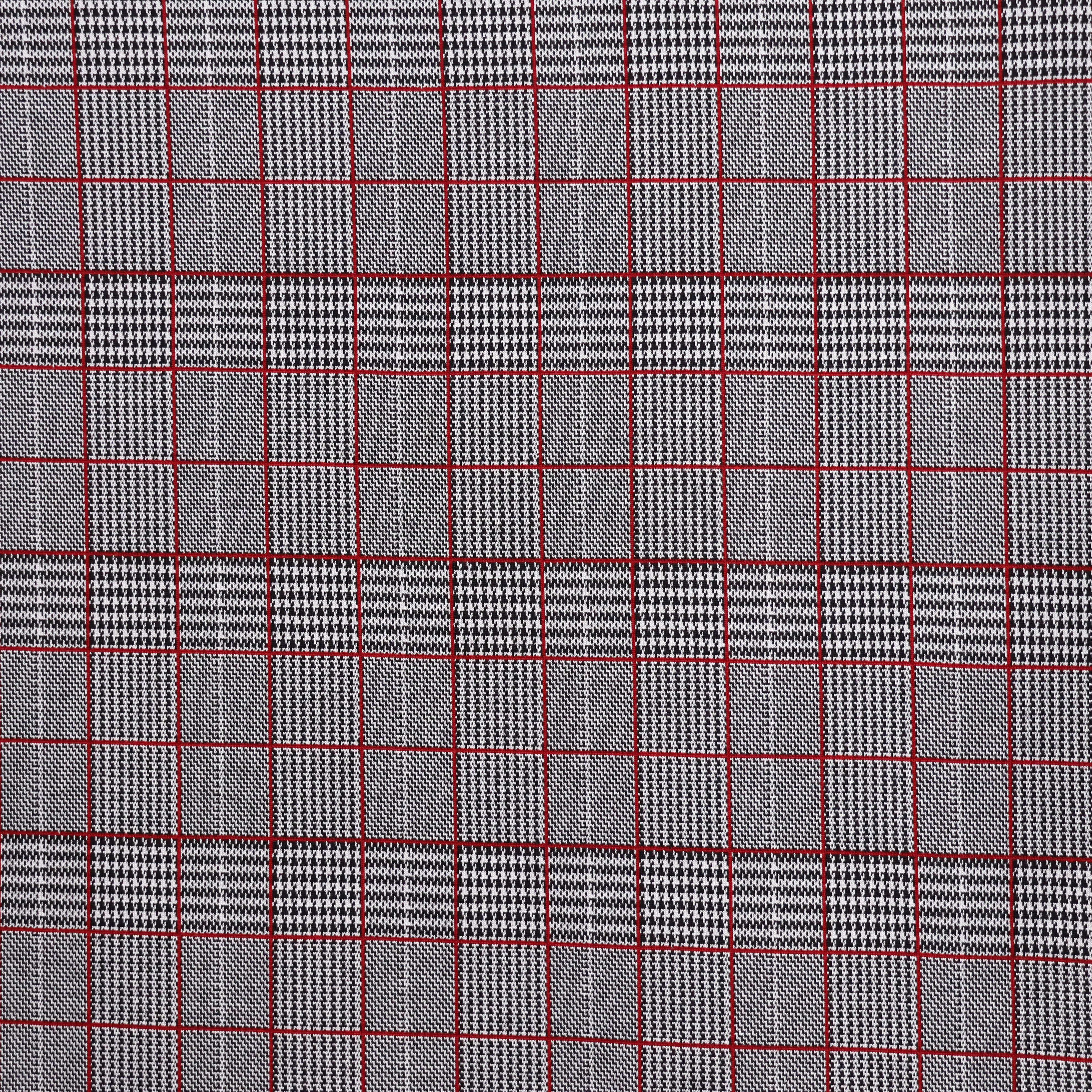 Tweed geruit zwart/wit/rood