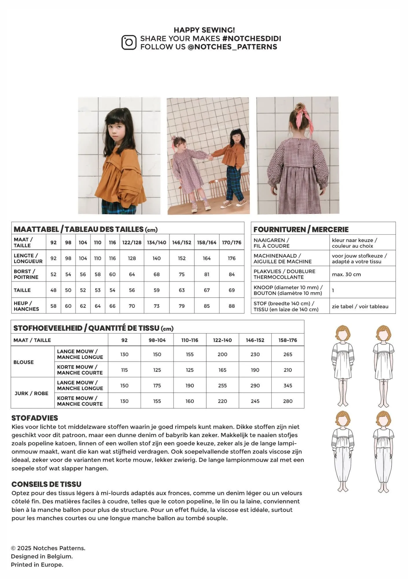Patroon DIDI blouse en jurk - Notches