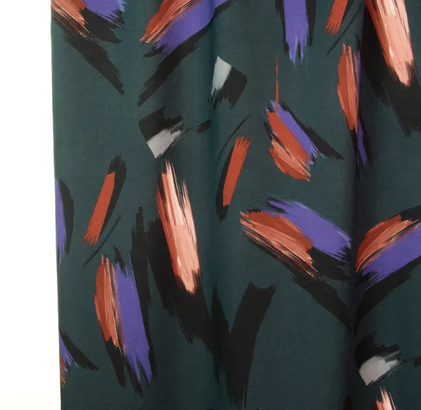 Petrolblauwe viscose met penseelstreken  - Atelier Jupe
