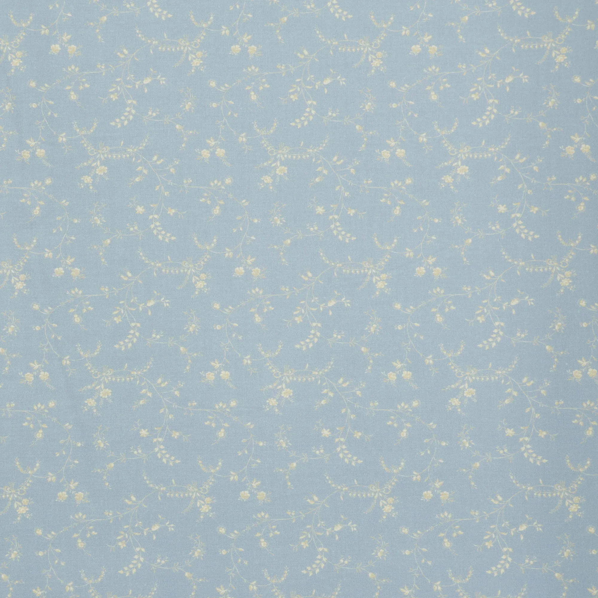 Katoen blauw met wit bloemenpatroon