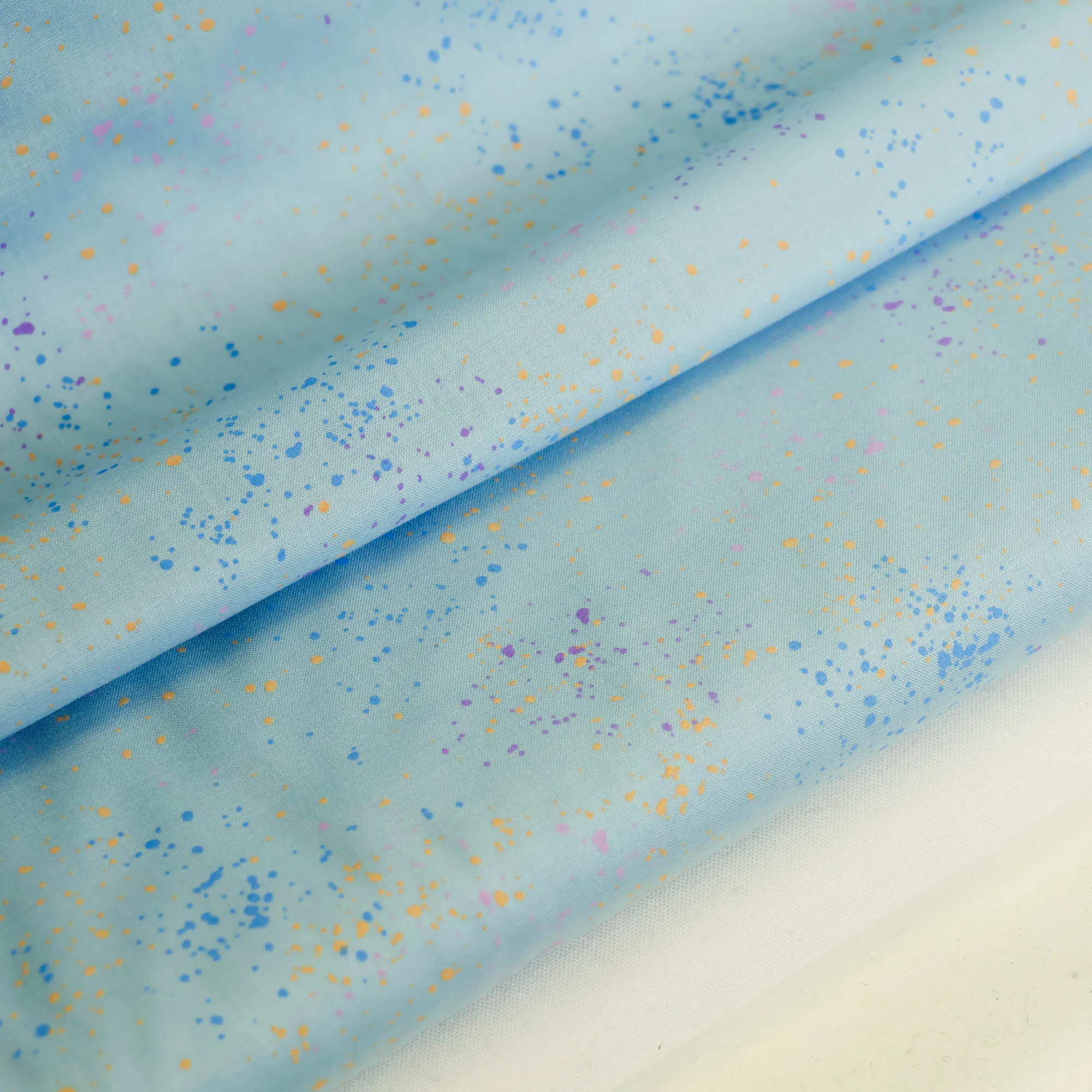 Katoen blauw met gekeurde spatten
