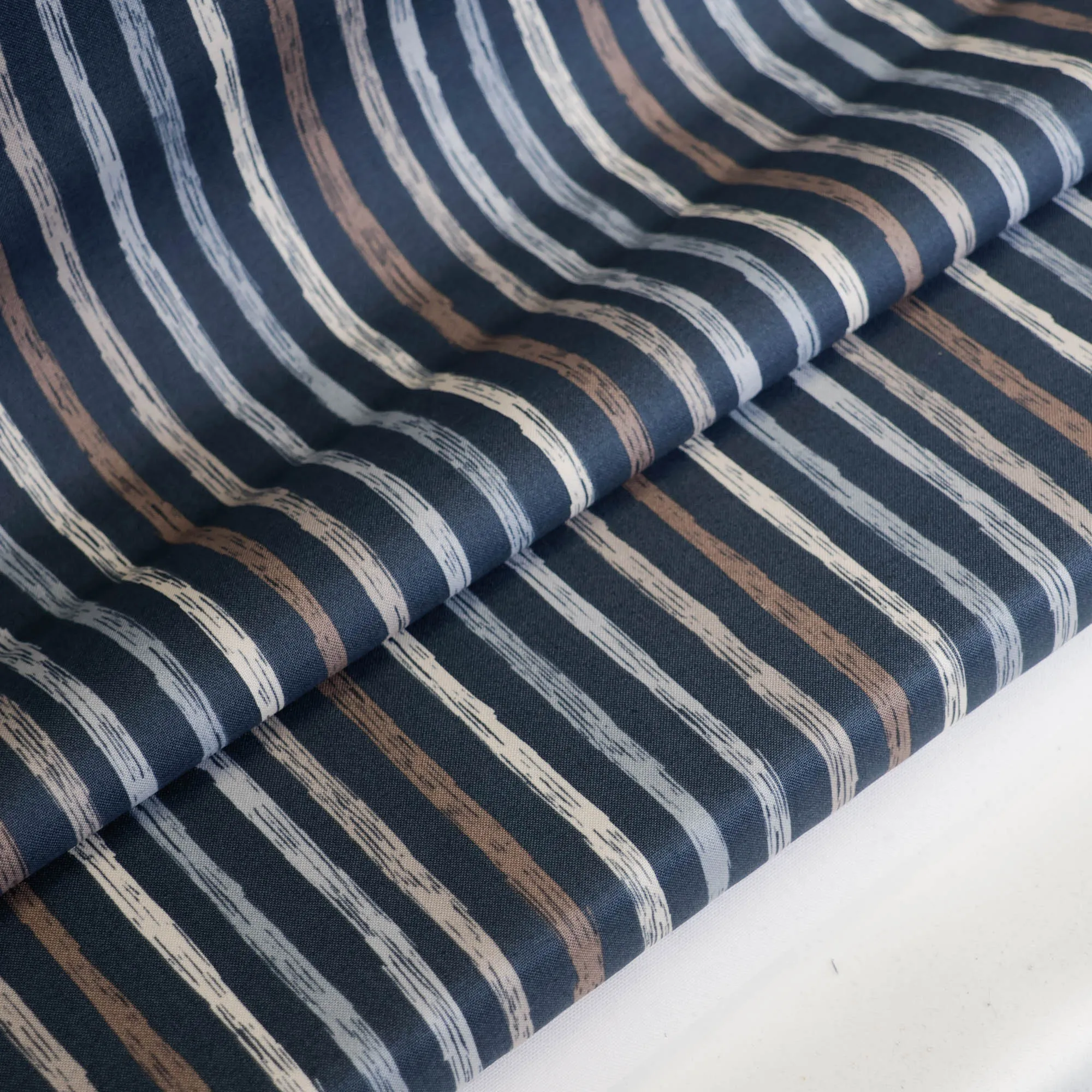 Katoen blauw met strepen