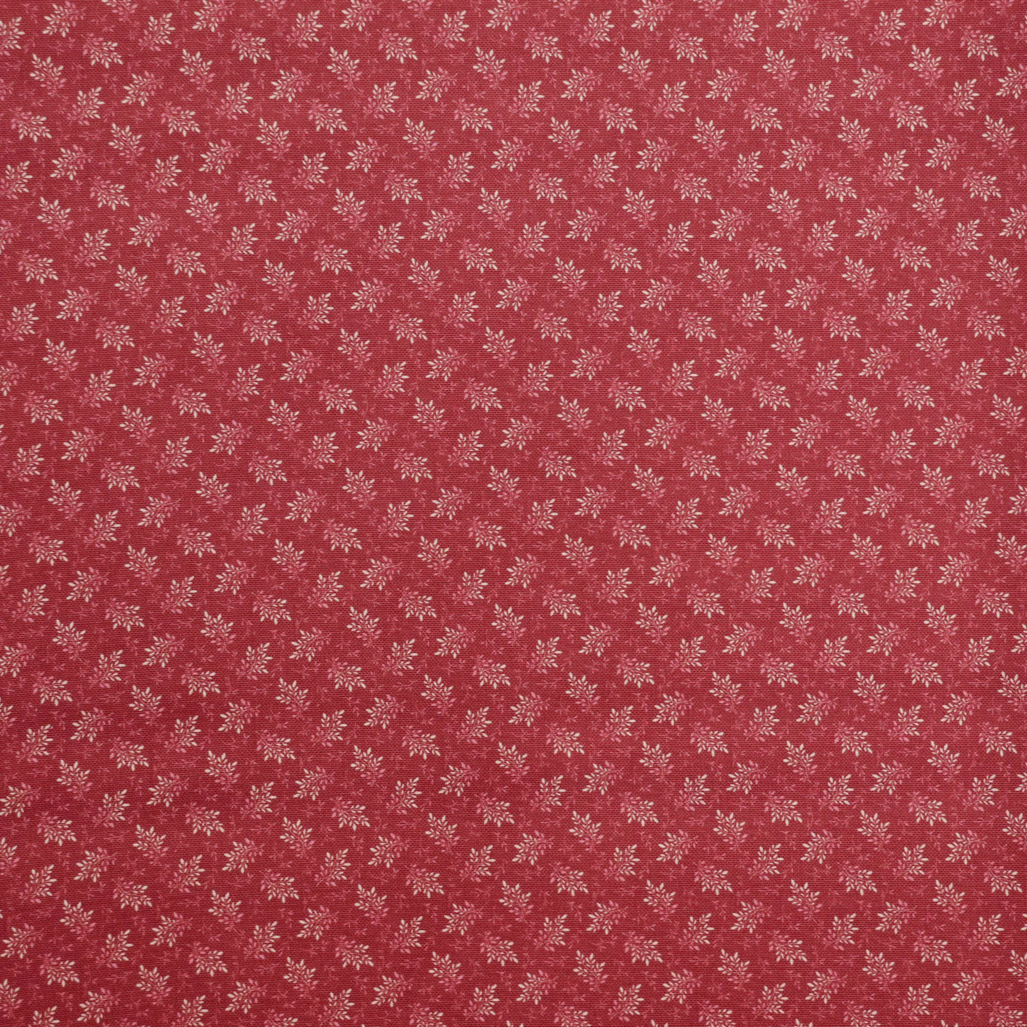 Katoen rood met blaadjes
