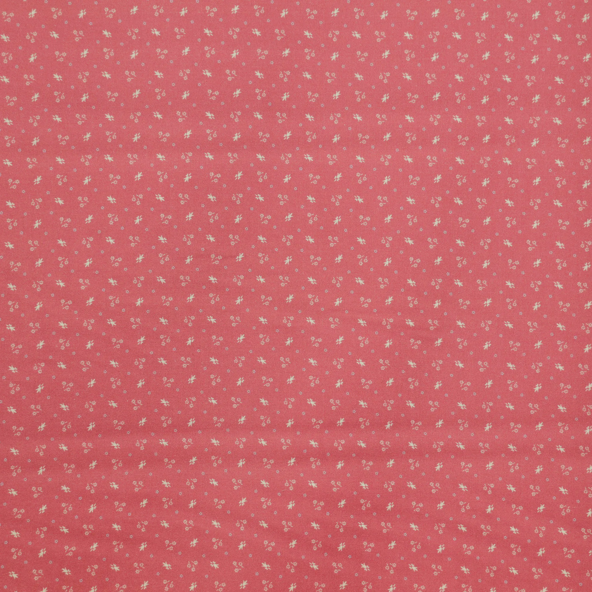 Katoen rood met kleine bloemetjes