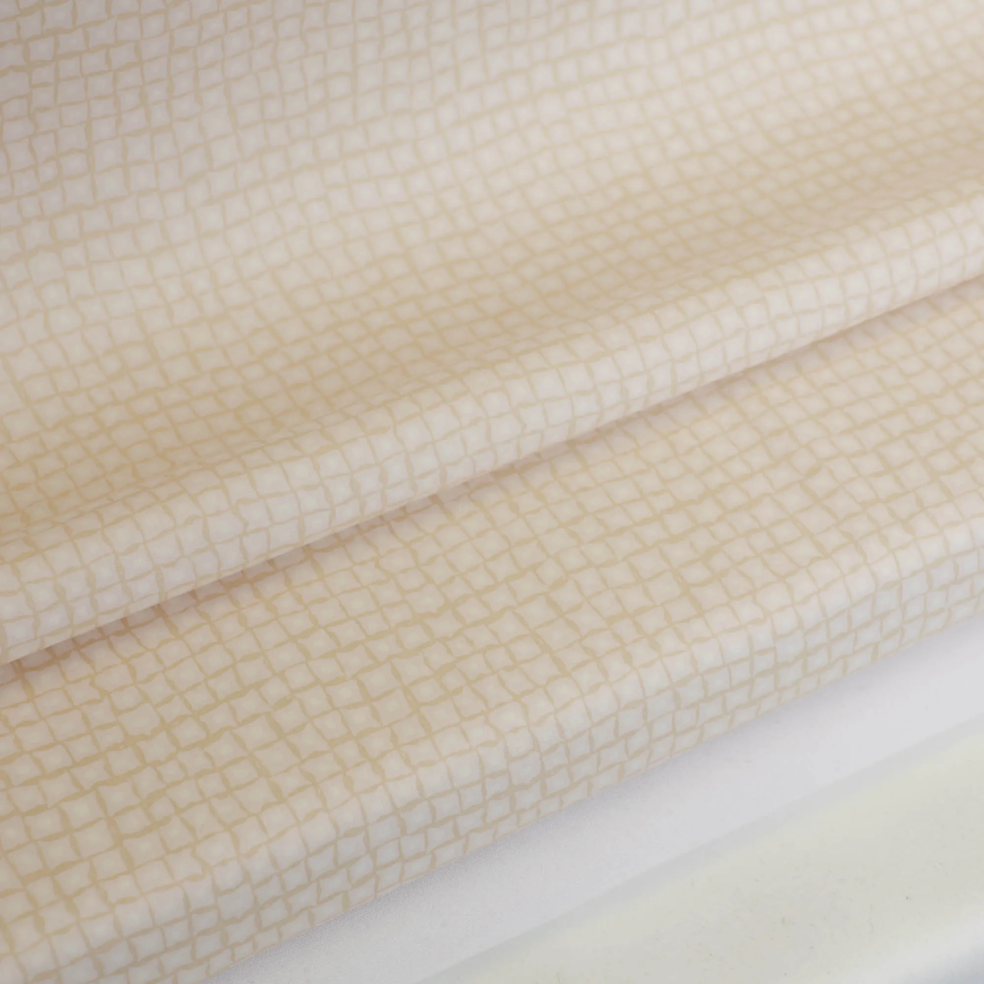 Katoen beige-wit met ruitjes