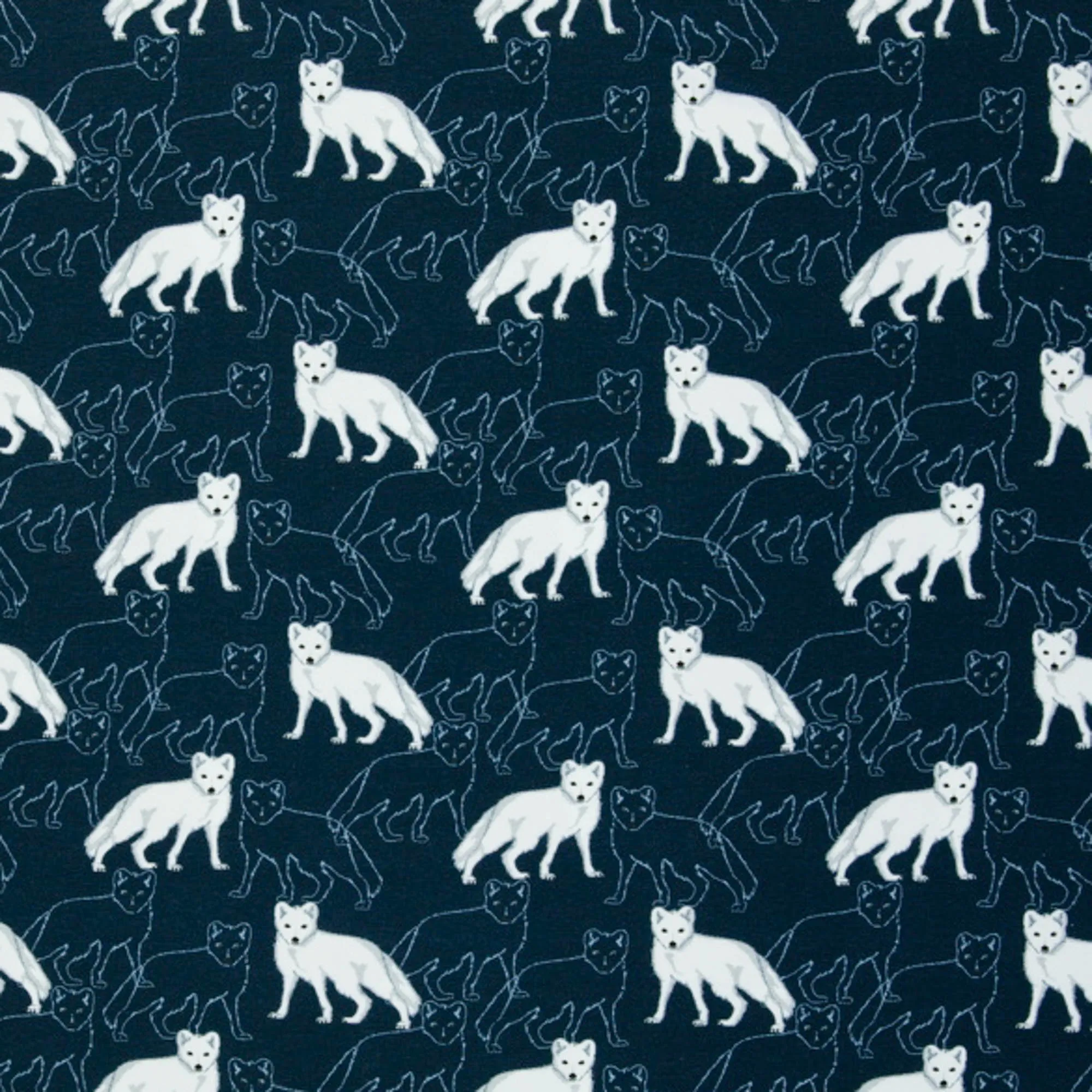 Tricot blauw met witte vos