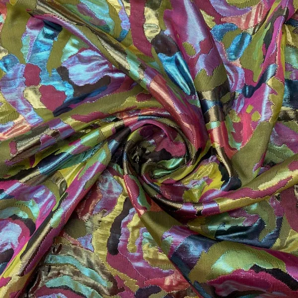 Jacquard bloemen metallic glanzend  - The Fashion Basement
