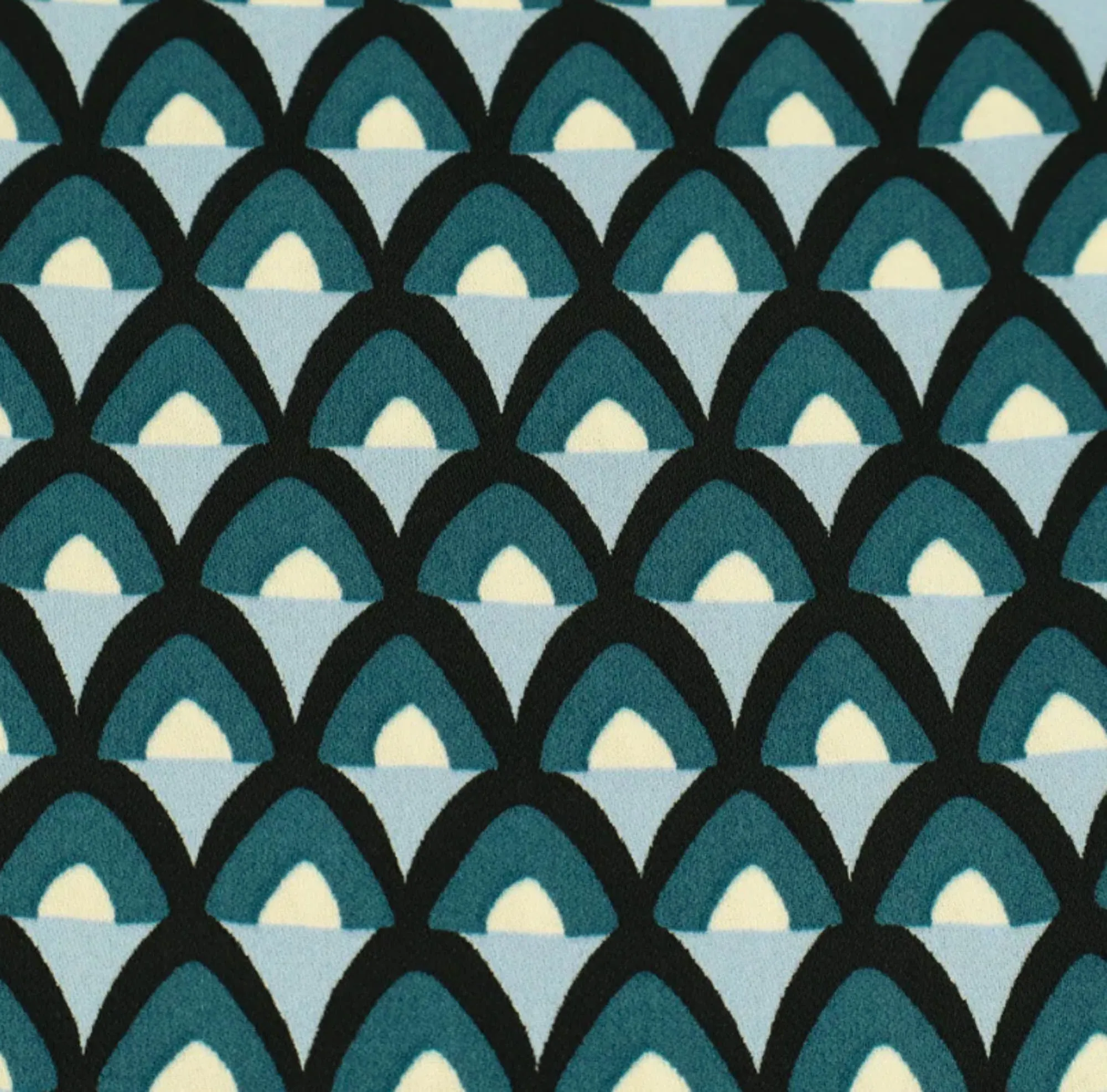 Viscose crêpe abstract patroon petrol
