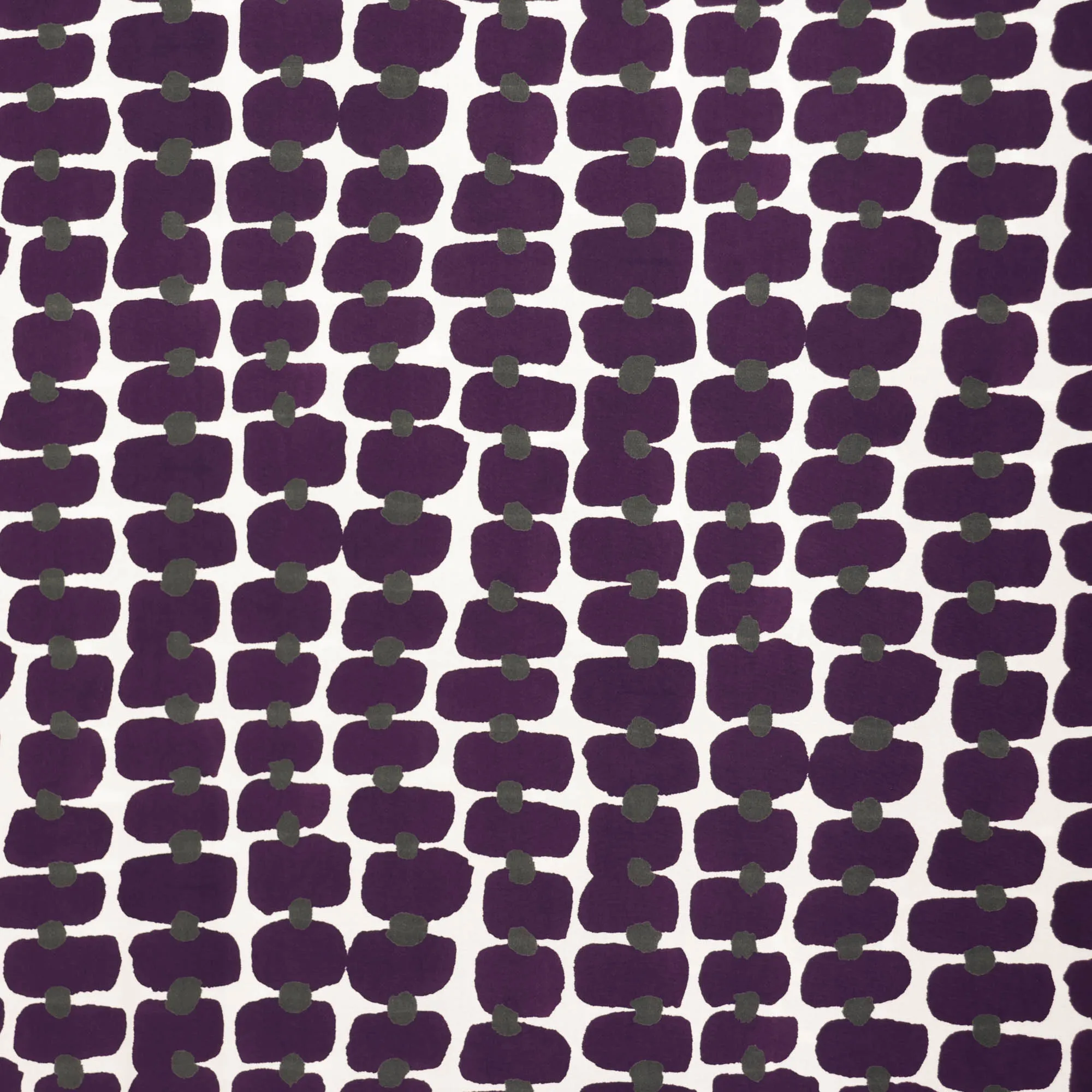 Viscose ecru met paars abstract patroon   - Knipmode