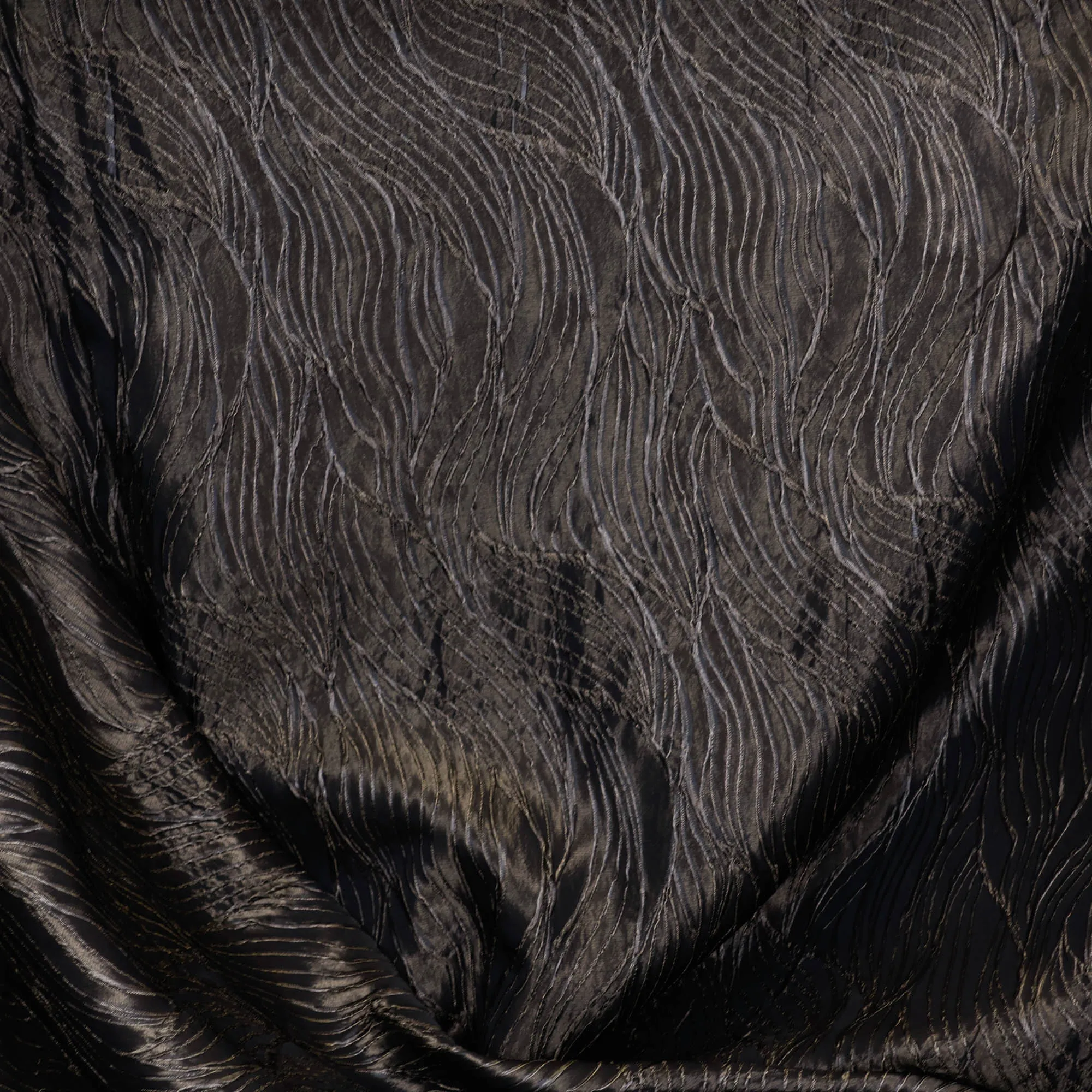Jacquard polyester stretch met glanzend reliëf patroon
