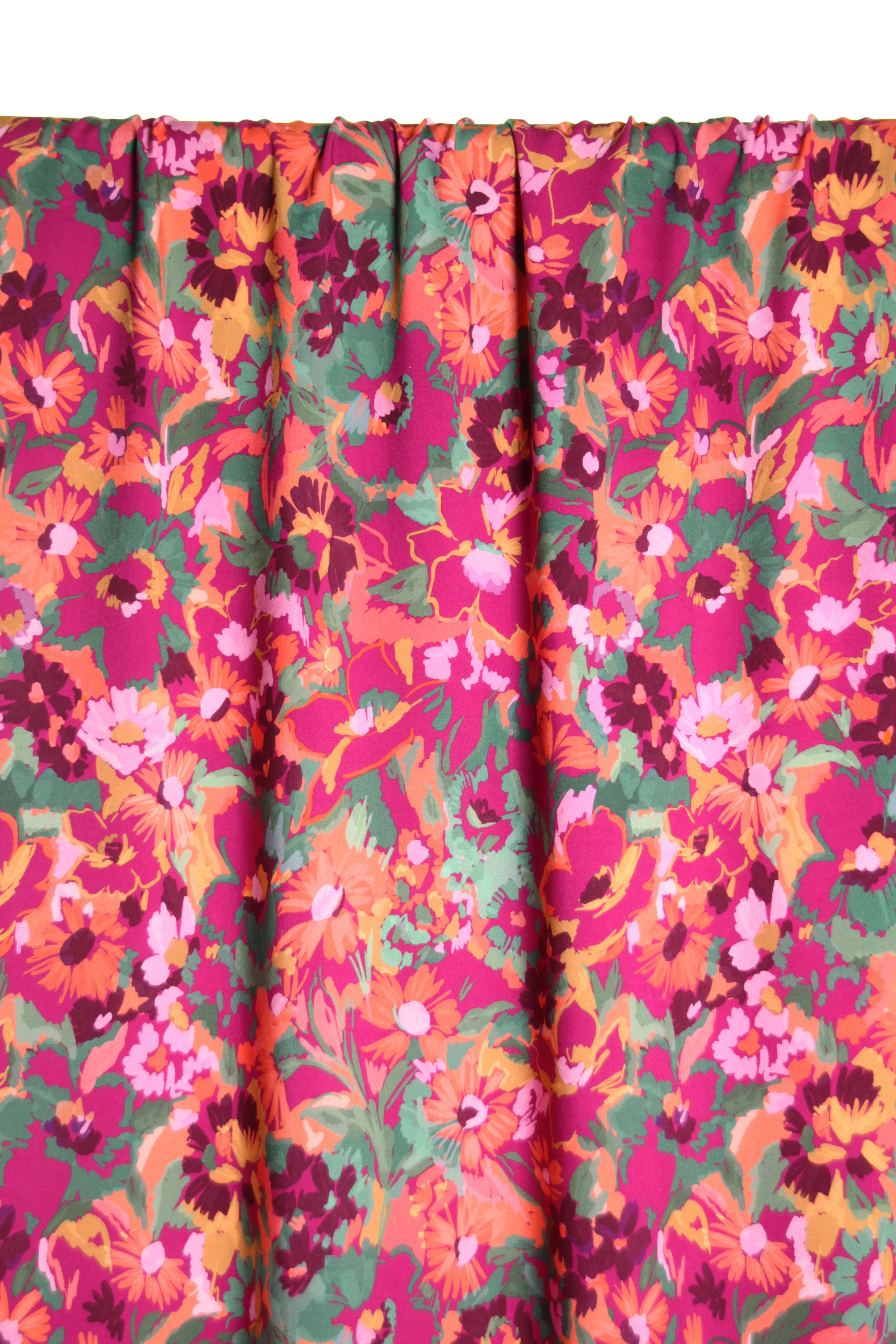 Viscose print roze en groen met bloemen - Atelier Jupe