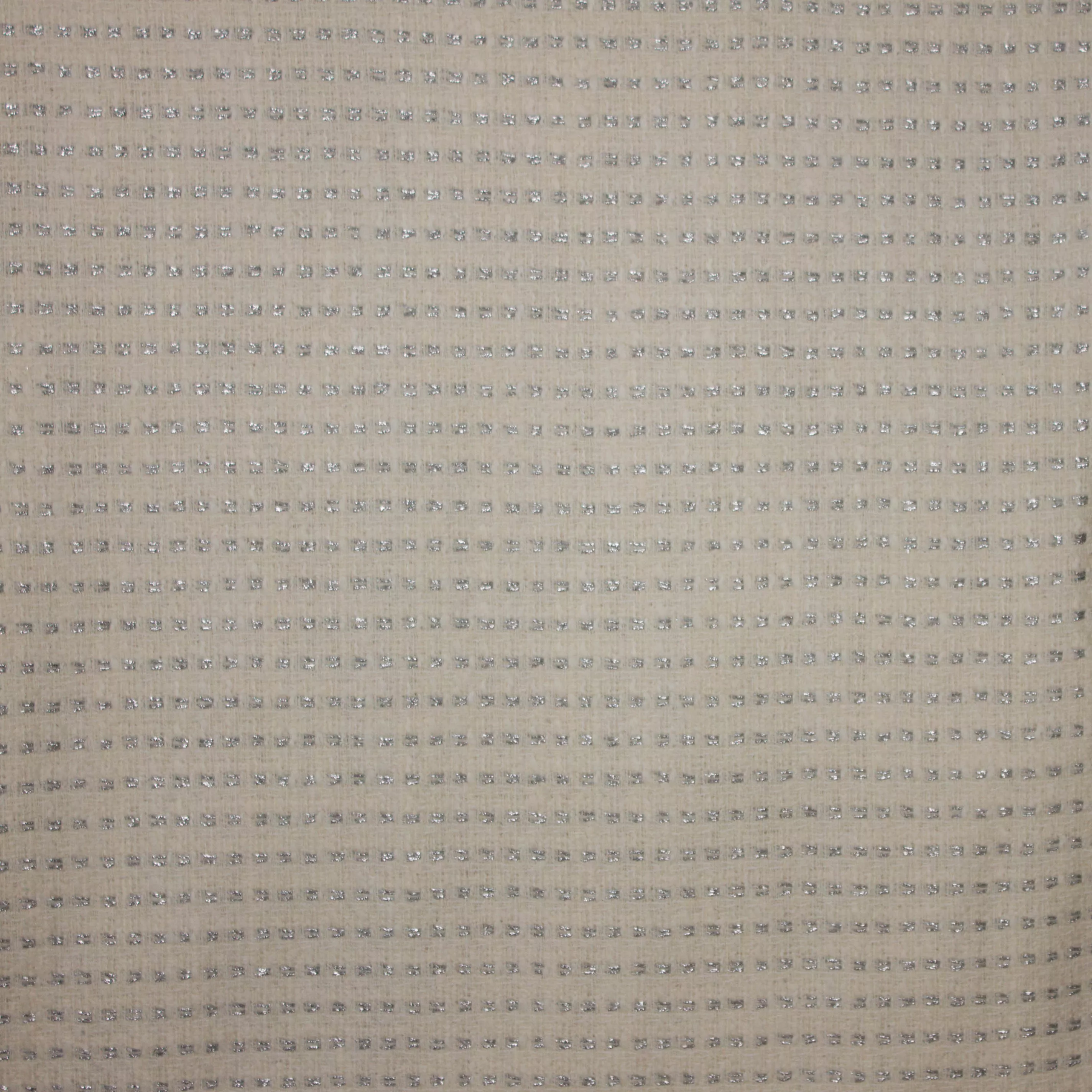 Witte chanelstof met zilveren weving