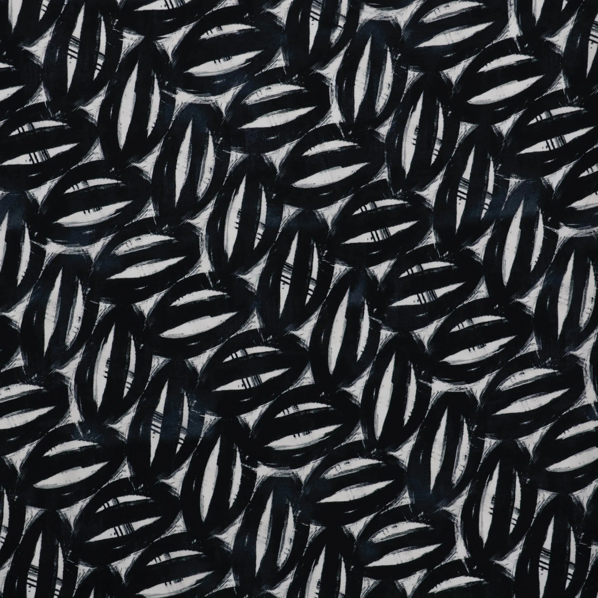 Viscose tricot wit met zwart patroon
