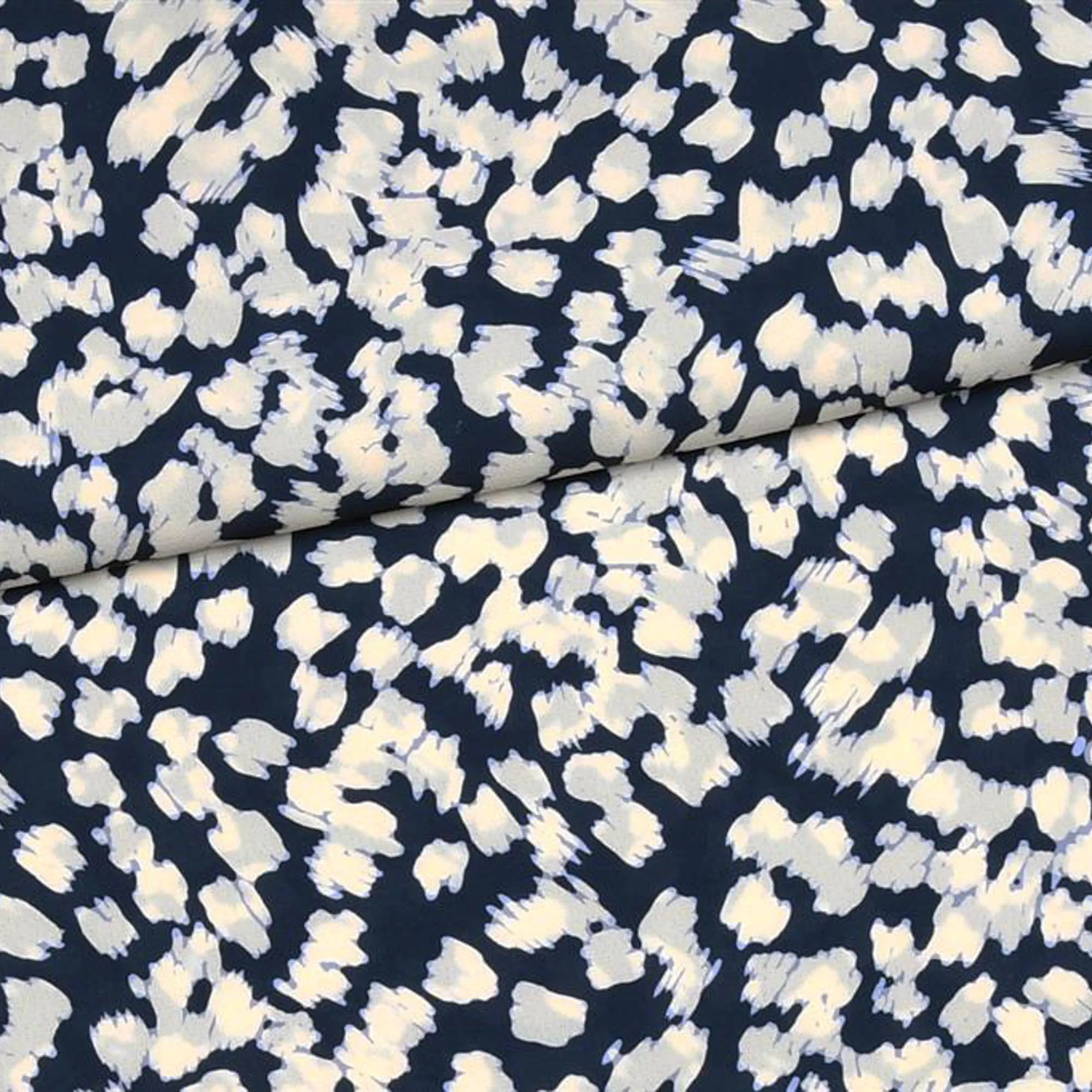 Polyester donker blauw met abstract patroon