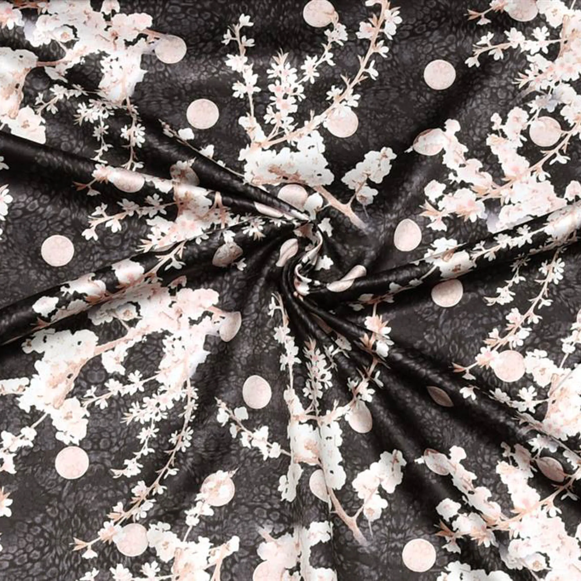 Polyester donkerbruin met bloemen - Knipmode september 2025