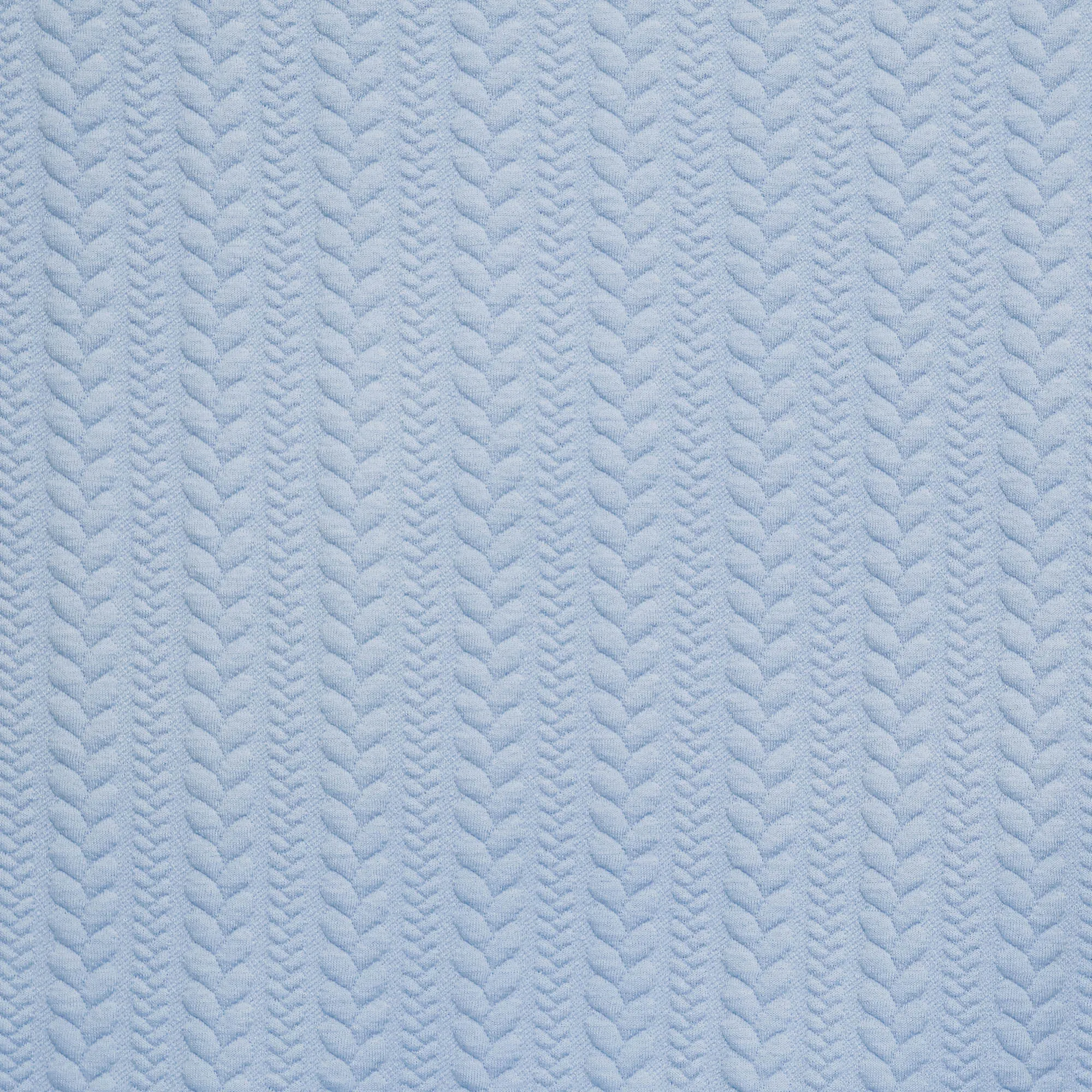 Gewatteerde jacquard tricot lichtblauw met gevlochten patroon