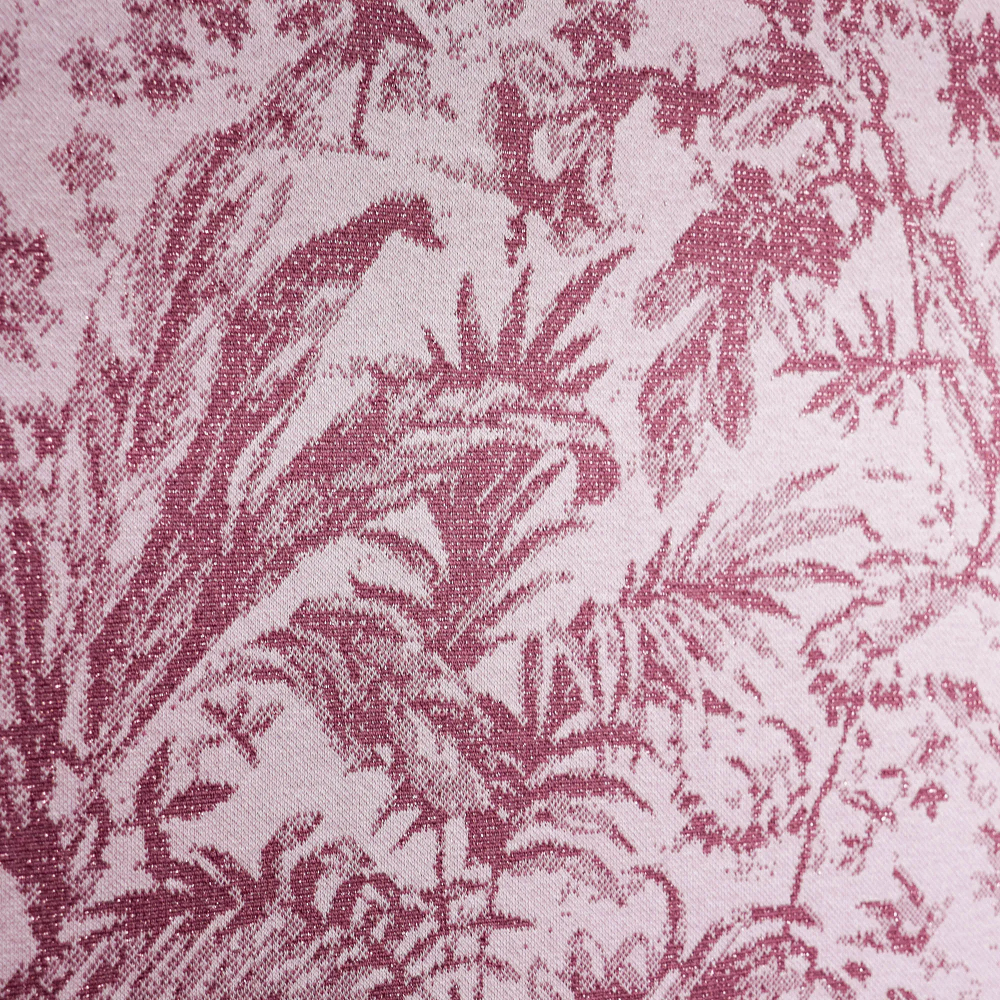 Jacquard tricot roze met bloemenpatroon en lichte glinstering