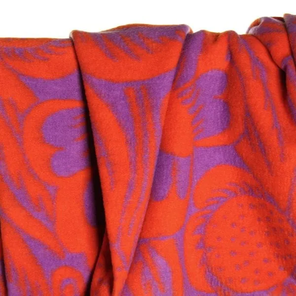 Mantelwol met paars en oranje print - Atelier Jupe