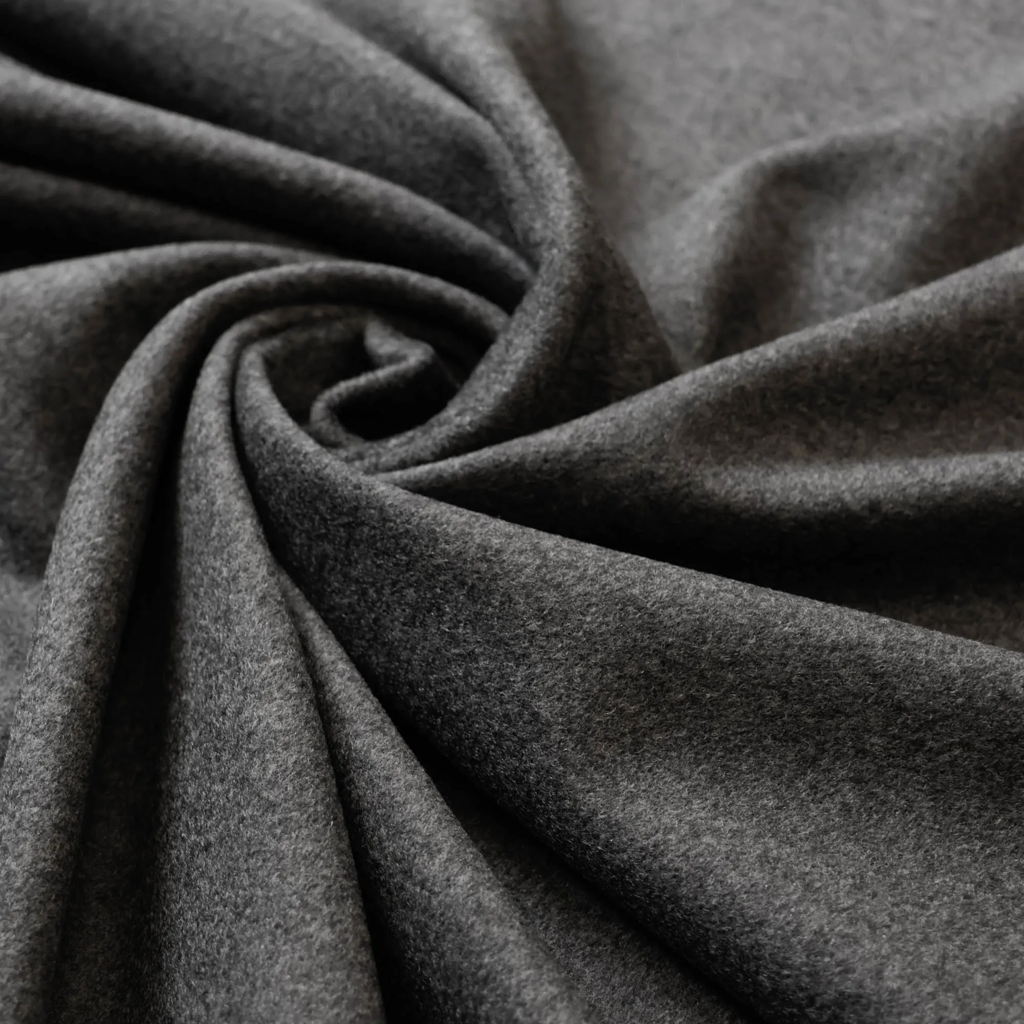 Wol cashmere mantelstof in donkergrijs gemêleerd - Lorré
