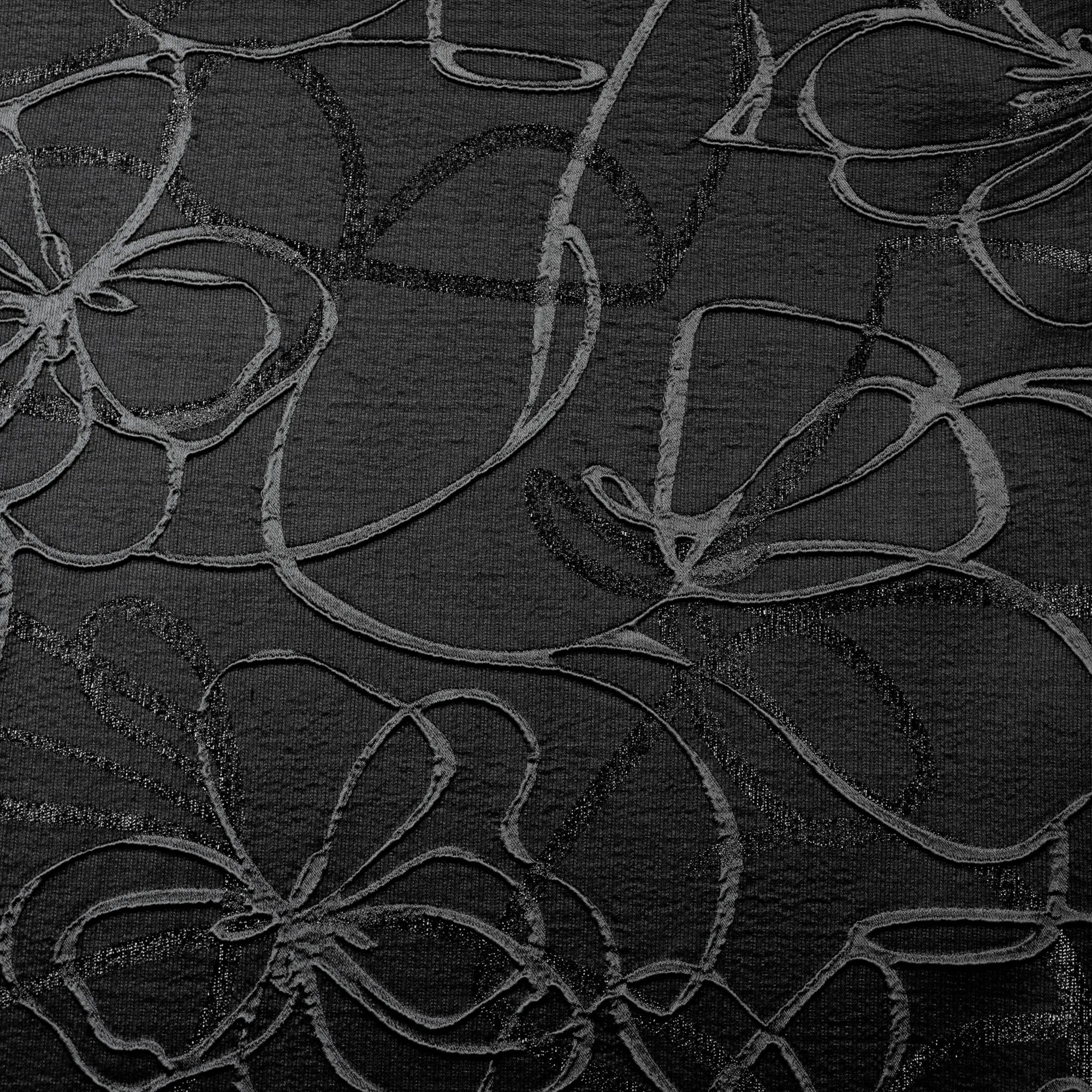 Jacquard zwart met abstracte bloemen  - Lorré