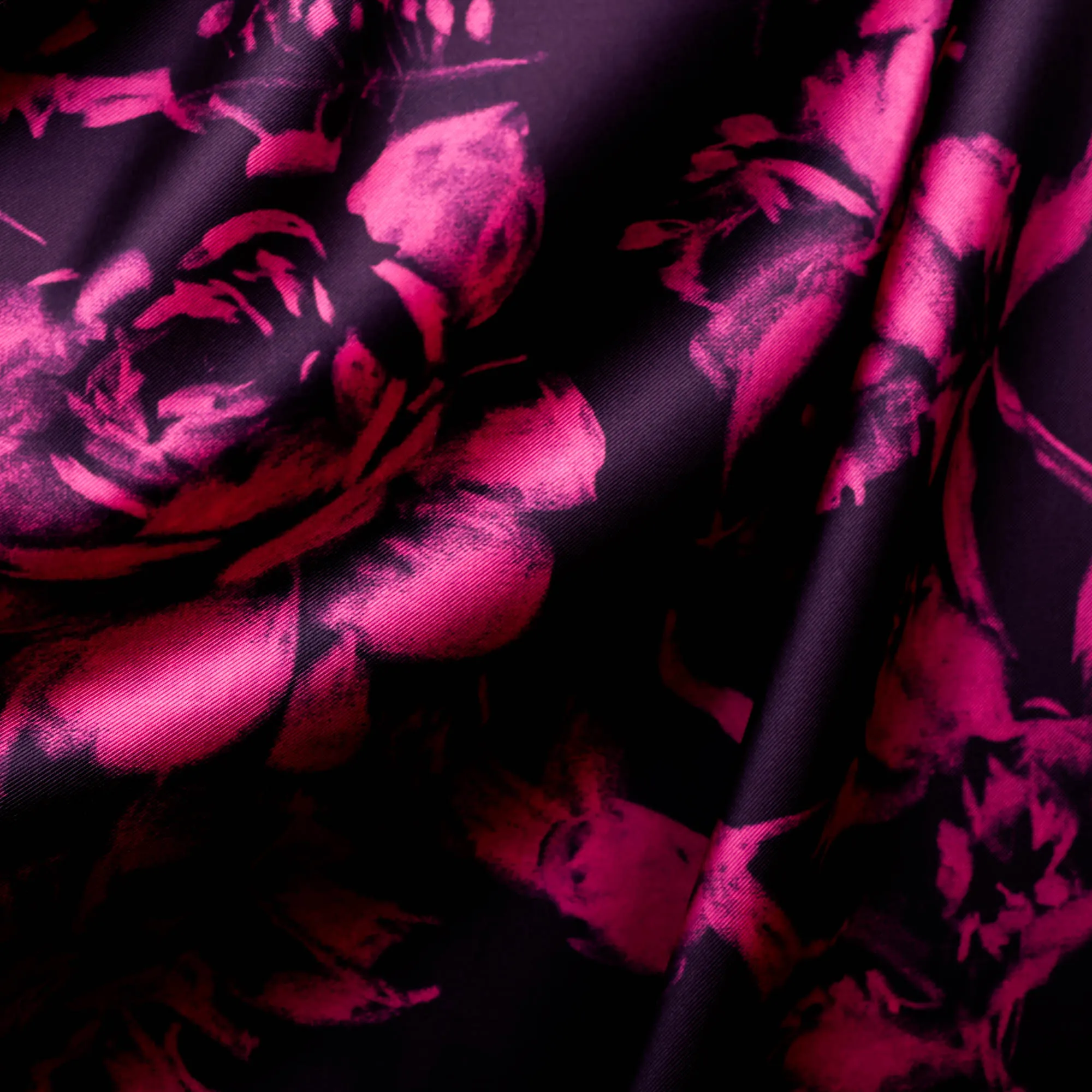 Zware polyester met roze bloemen patroon - Lorré