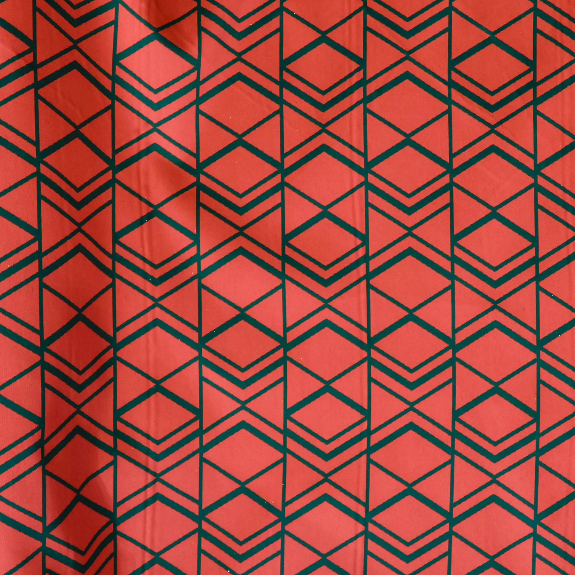 Jacquard mikado dubbelzijdig geometrisch rood-groen - Lorré