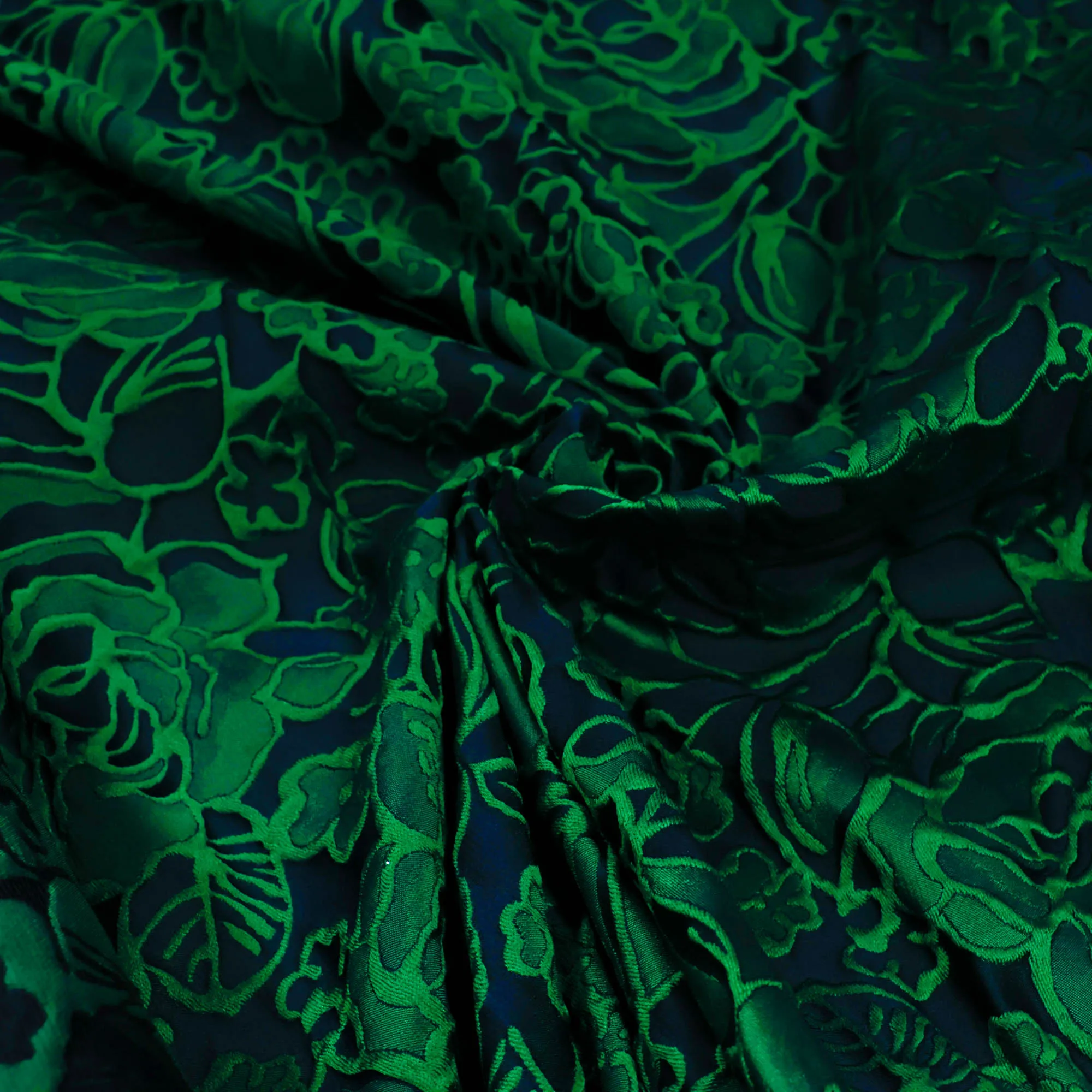 Jacquard groen met bloemen - Lorré