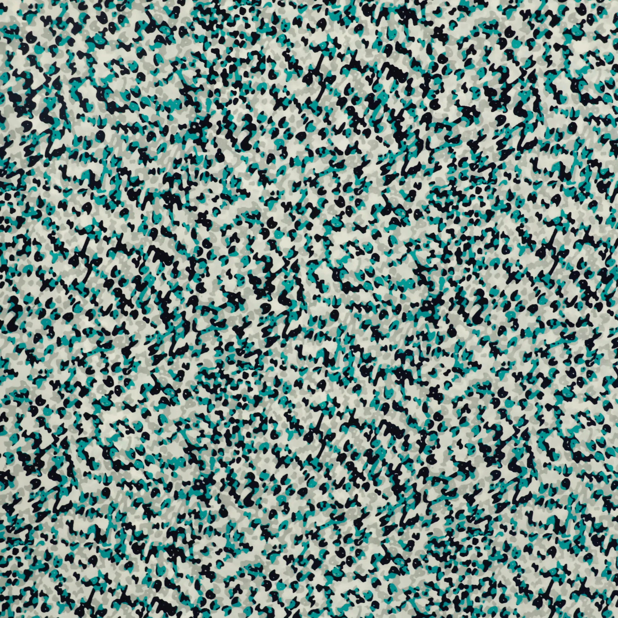 Polyester crêpe wit met turquoise print
