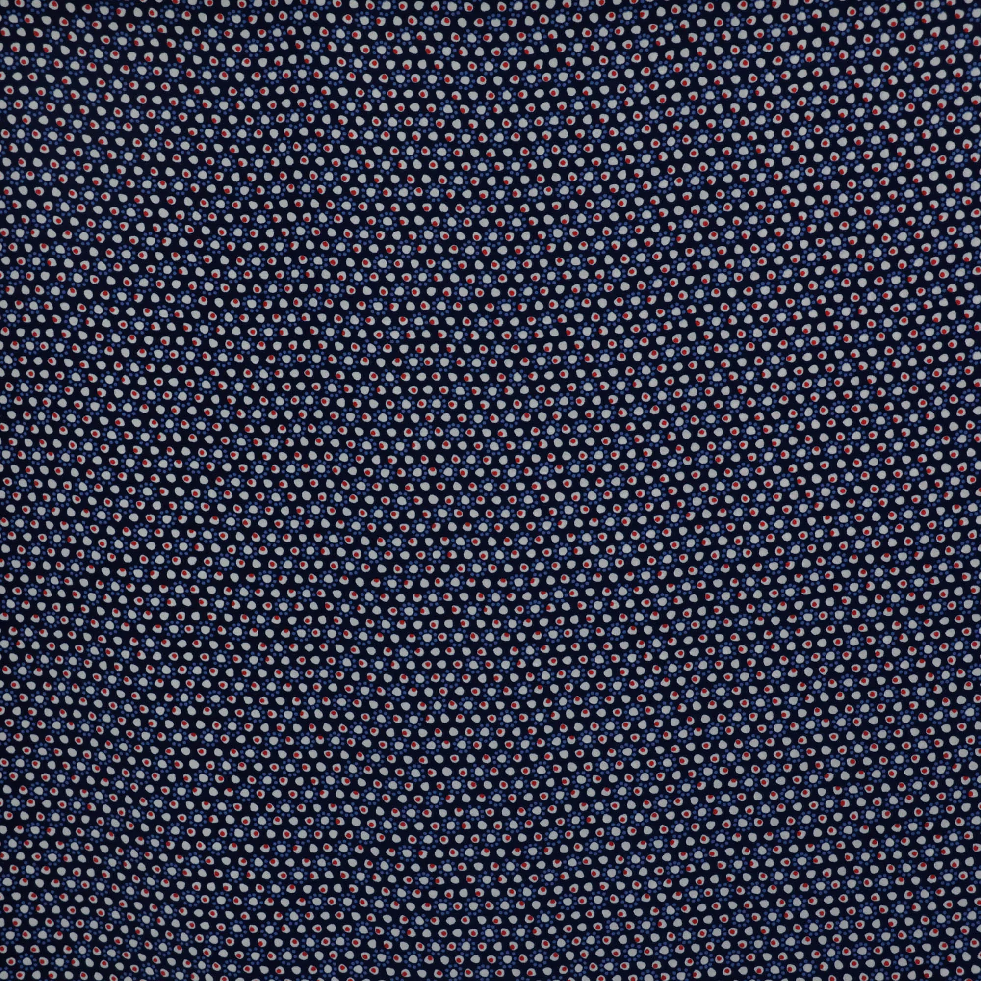 Polyester crêpe blauw met stippen