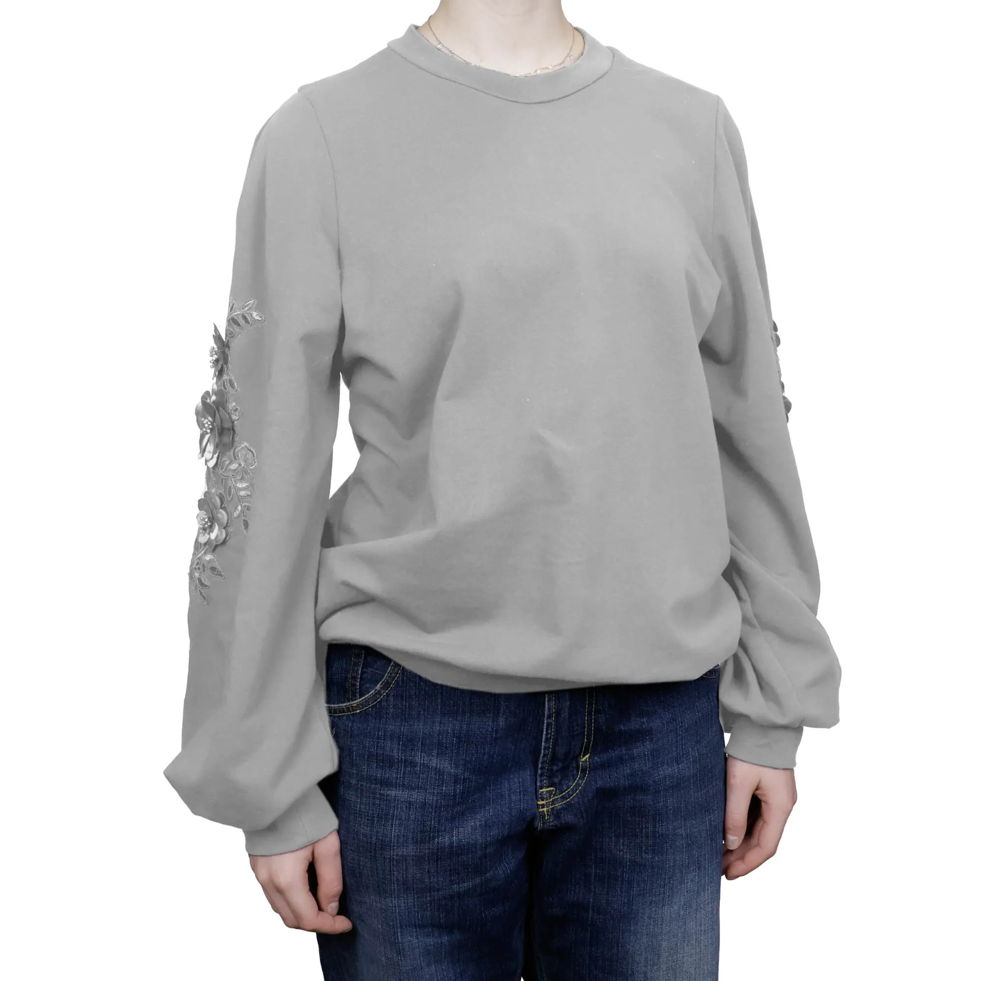Pakket feestelijke sweater met bloemen - grijs
