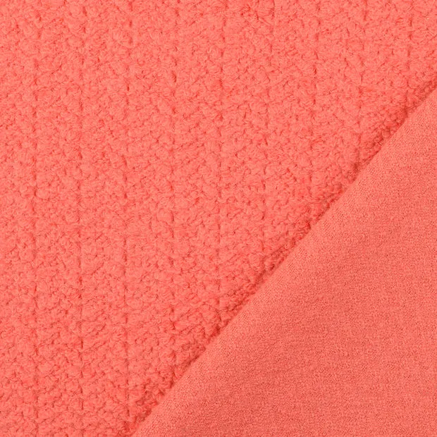 Wol bouclé koraalrood