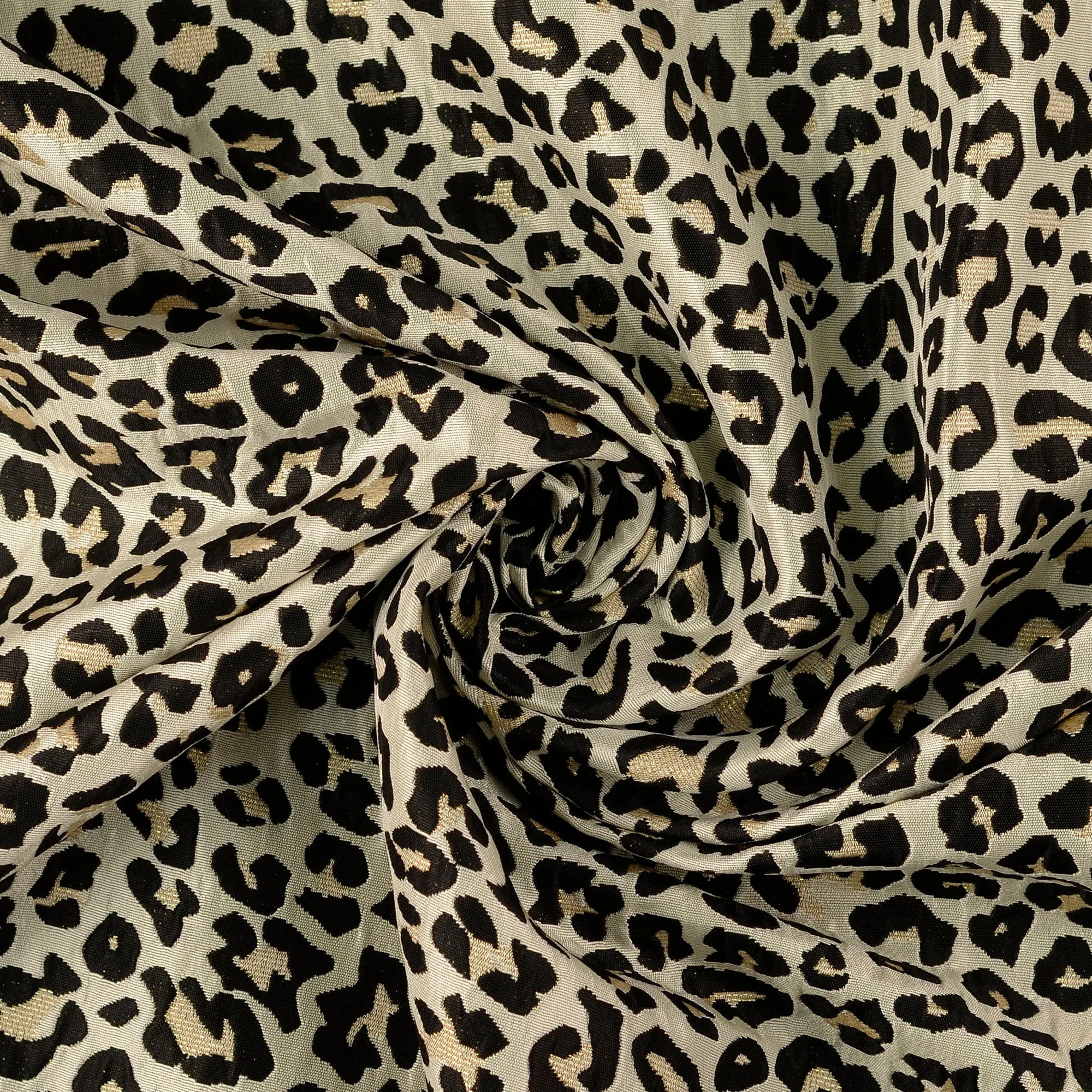 Lurex jacquard met luipaardprint