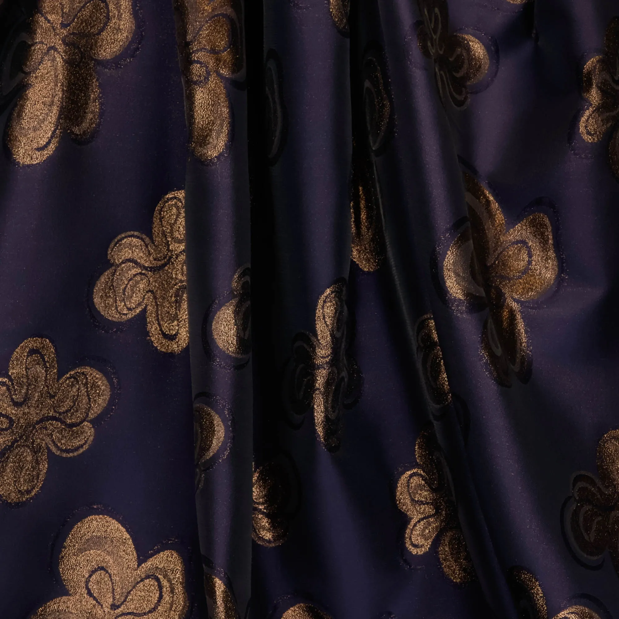Zijden jacquard glinsterende bronzen bloemen  - Lorré