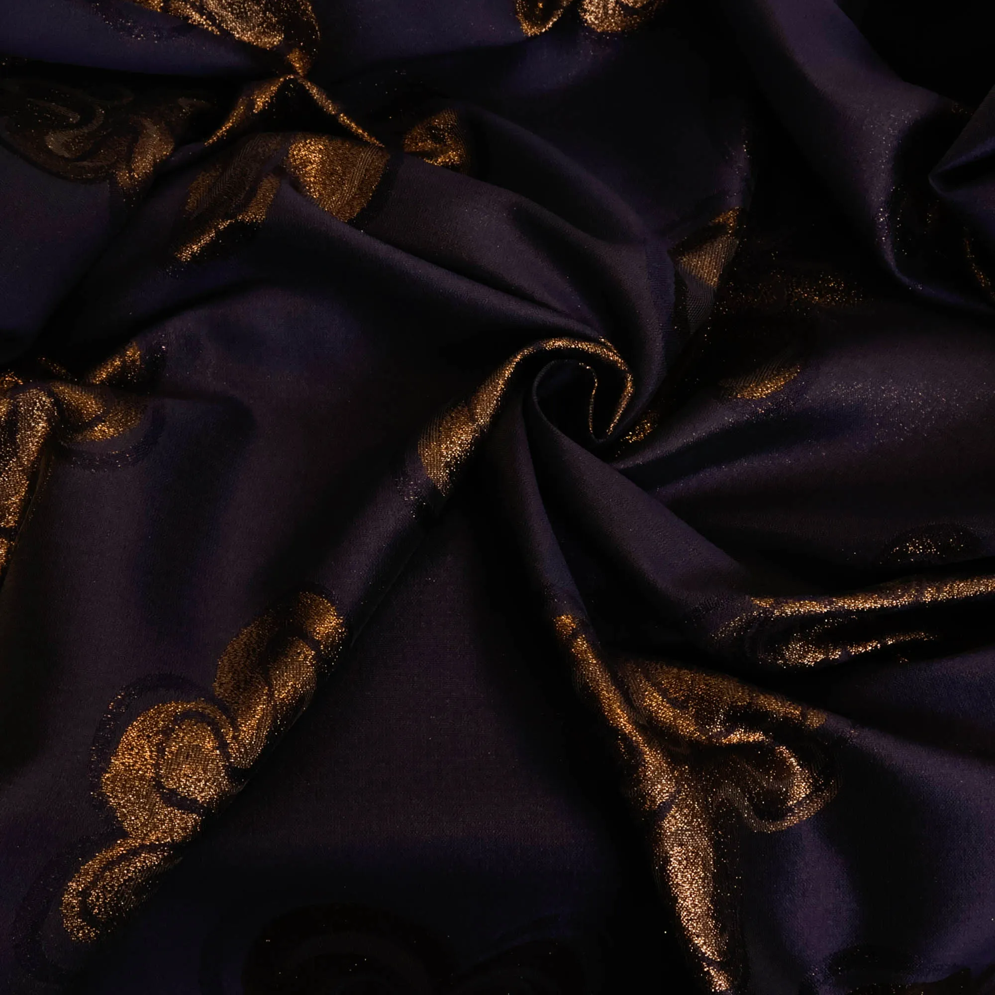 Zijden jacquard glinsterende bronzen bloemen  - Lorré