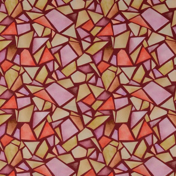 Katoen met geometrische print bordeaux