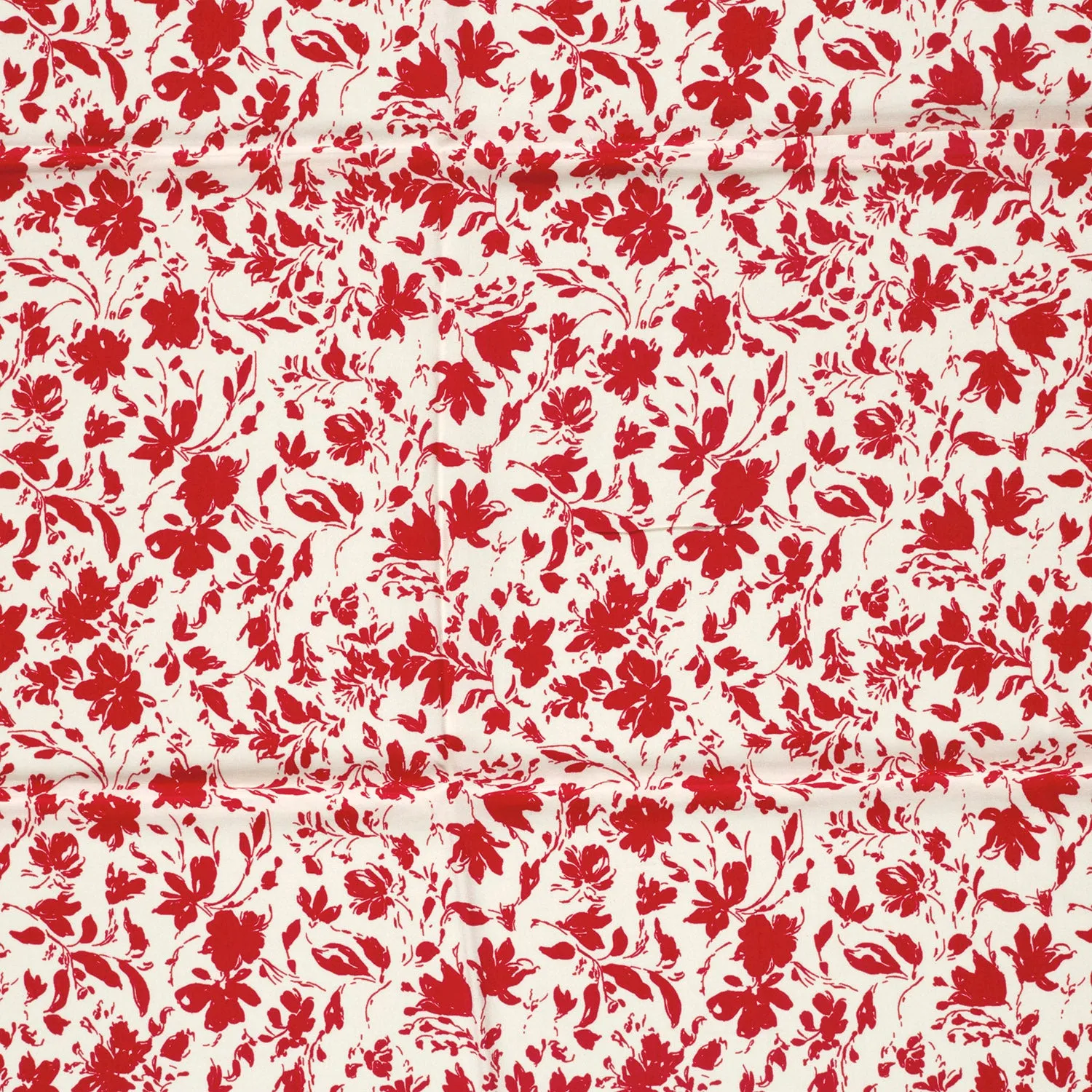 Bamboe poplin stof bedrukt bloemen rood - My Image