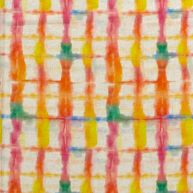 Geweven viscose linnen stof bedrukt abstract gebroken wit - My Image