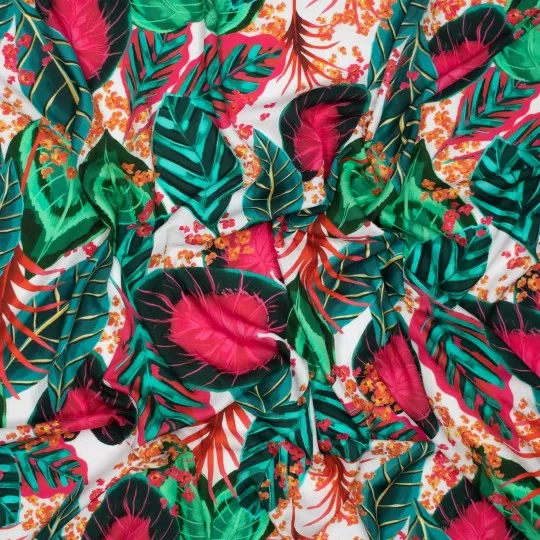 Viscose met kleurrijke tropische planten