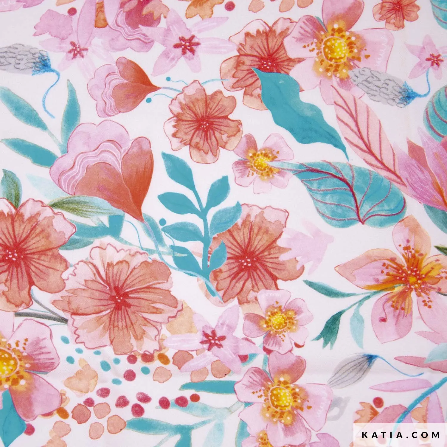 Viscose roze bloemenpatroon - Katia