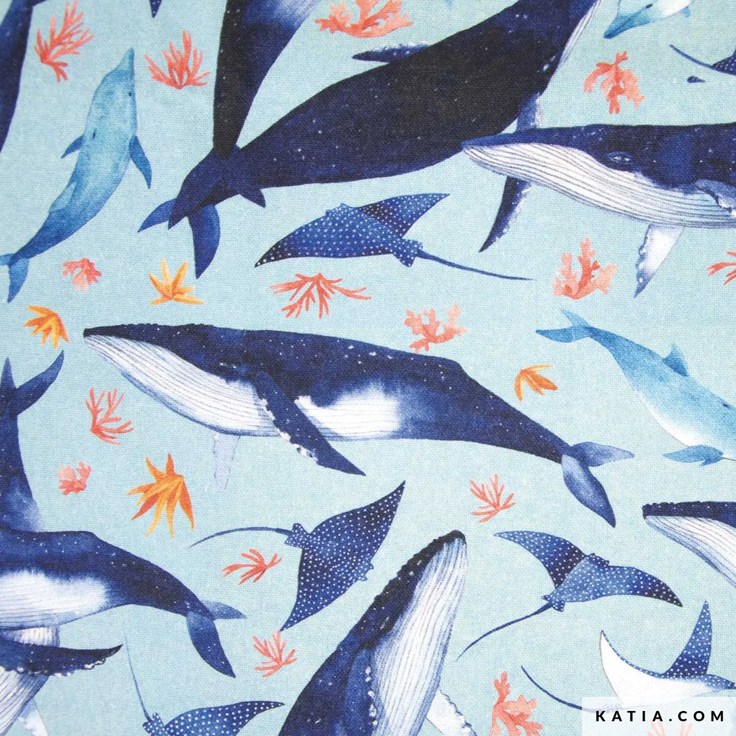 Canvas blauw met zeedieren - Katia