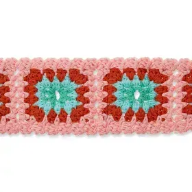 Gehaakte boord roze, bruin, turquoise - Qjutie & the Qjutest