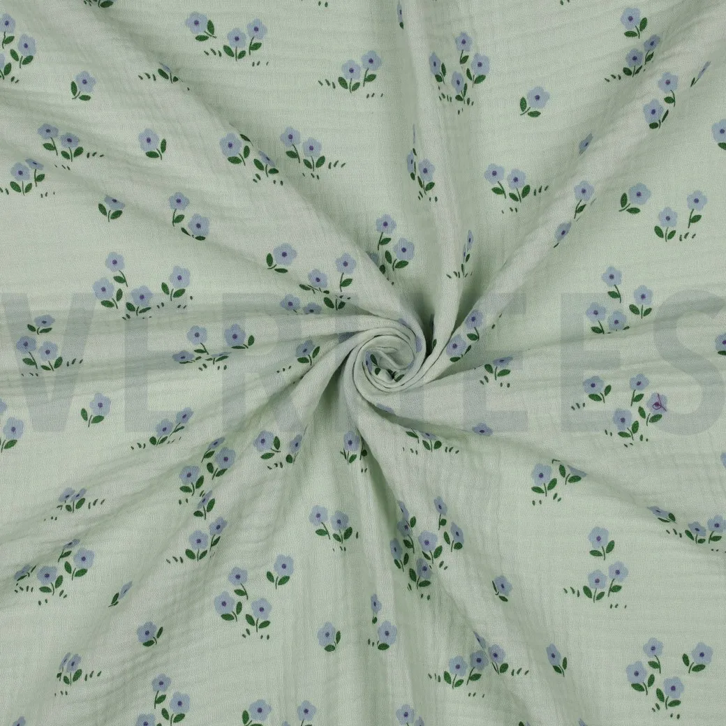 Double gauze munt met bloemetjes - Poppy