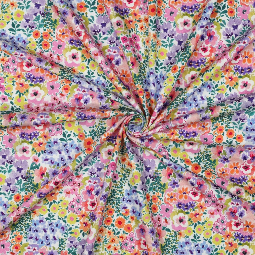 Tricot multicolor met bloemetjes - Poppy