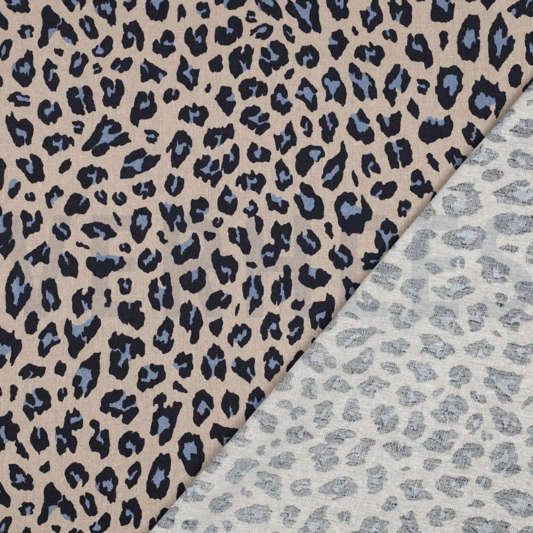 Linnenviscose beige met luipaardprint - Poppy