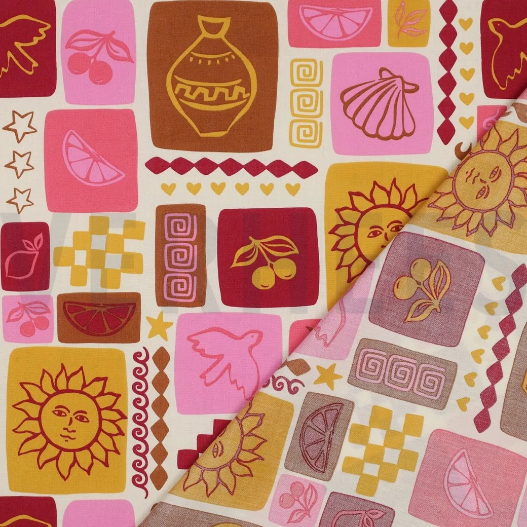 Popeline zomer patchwork - Poppy