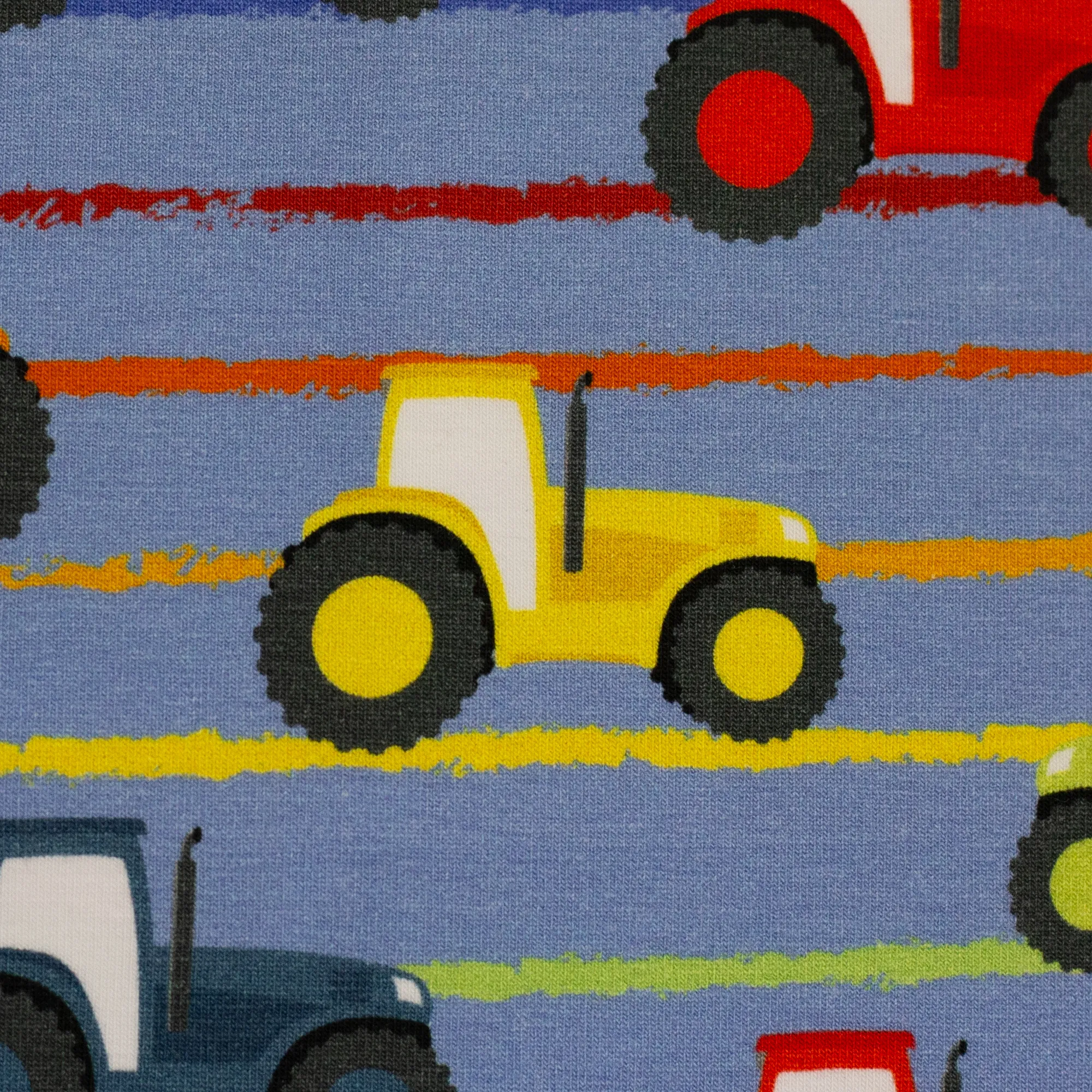 Tricot blauw met tractor