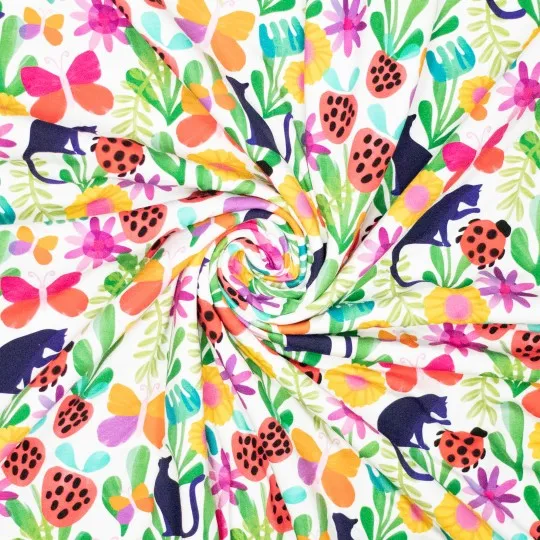 Tricot wit met tuintaferelen - Korina + Kind
