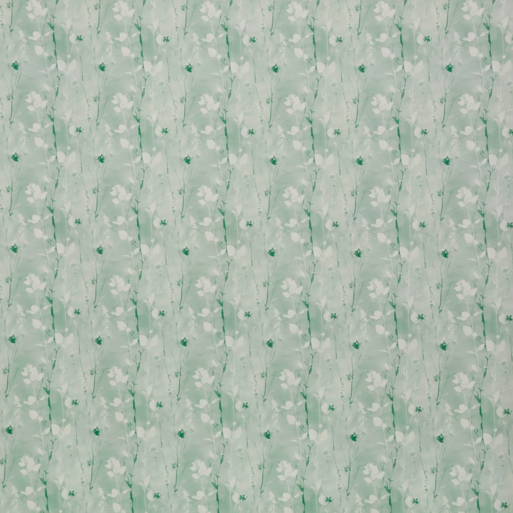 French terry licht groen met bloemetjes