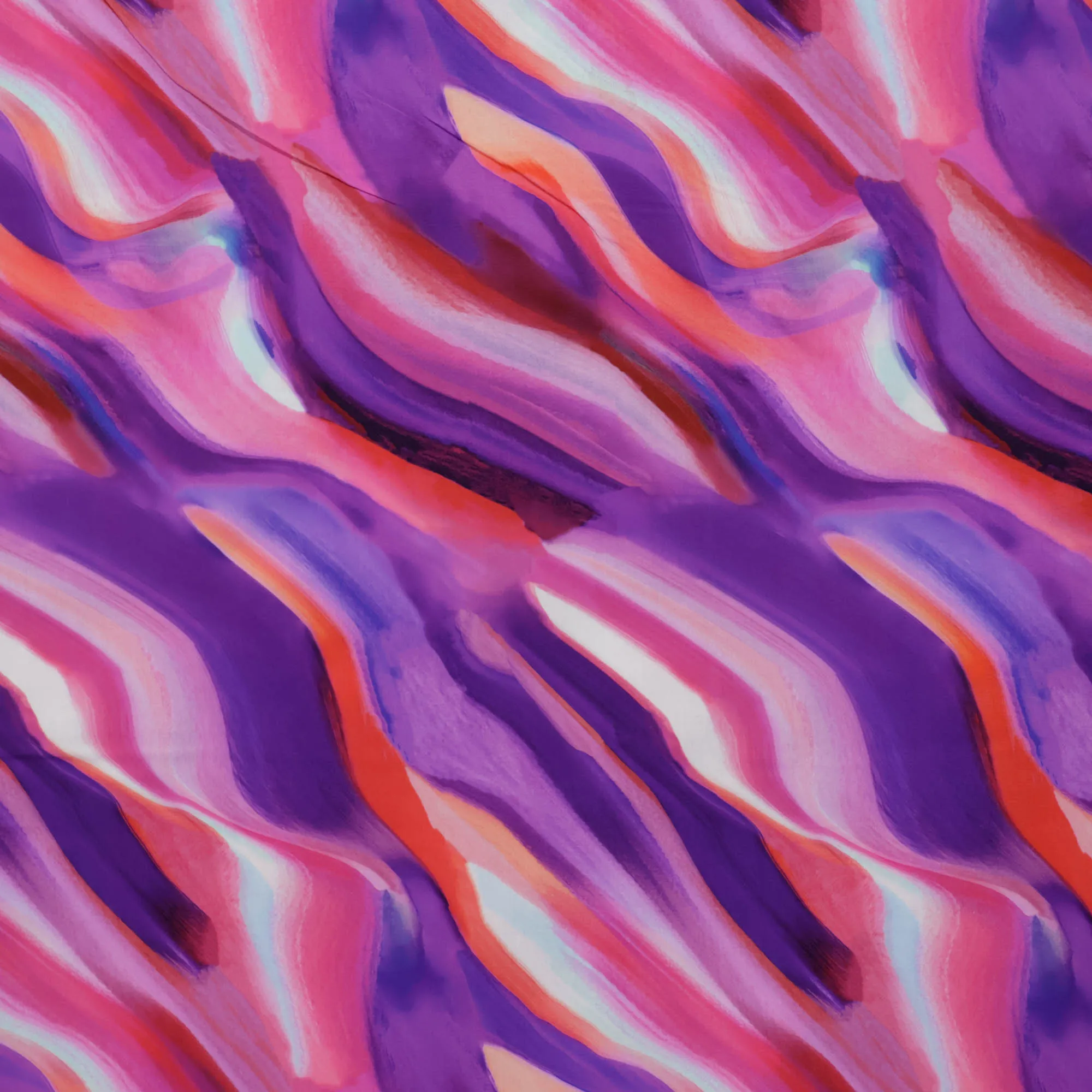 Popeline viscose met roze/paarse golven
