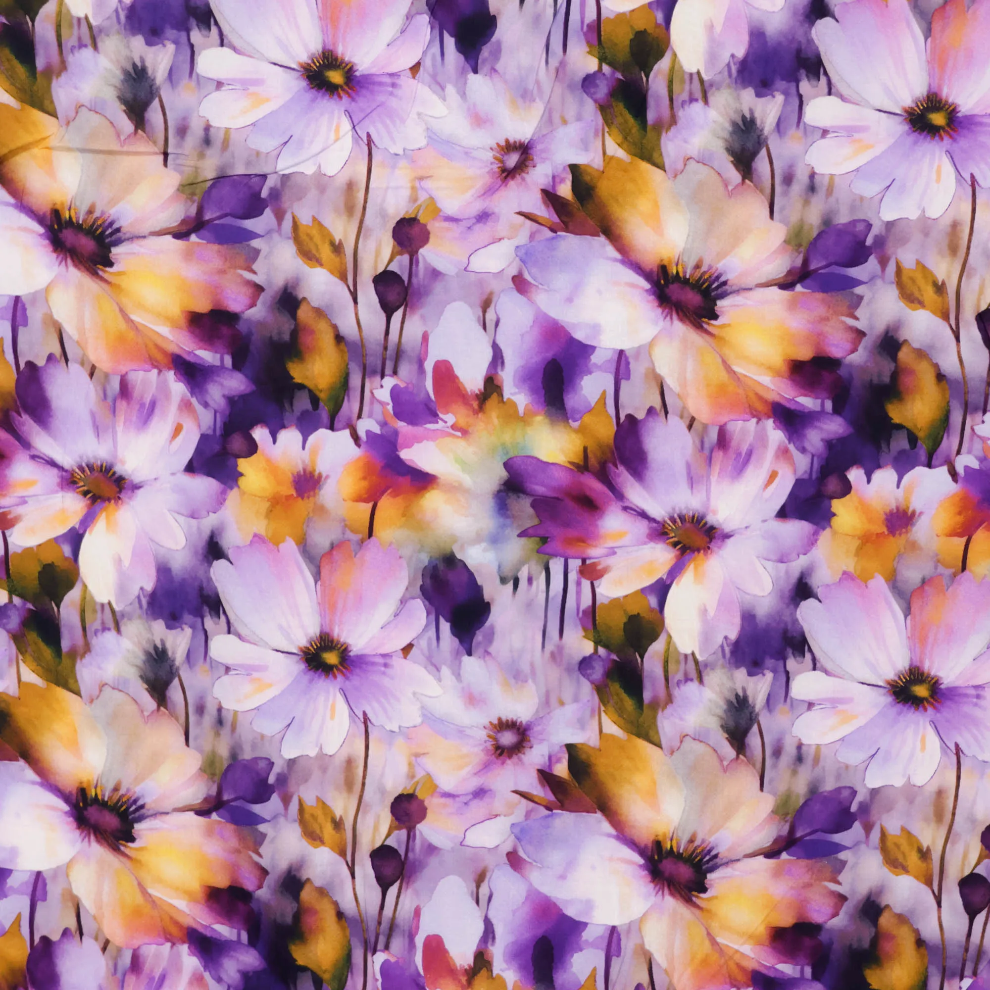 Popeline viscose met bloemen